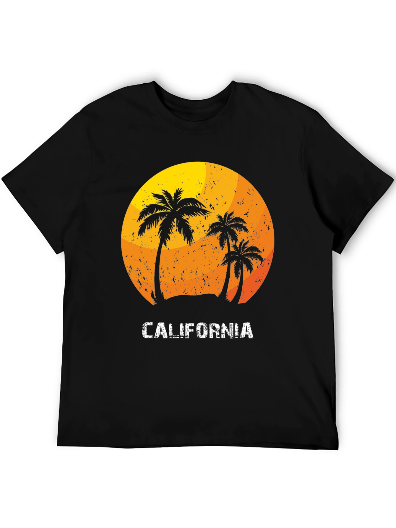 Black California Palm Tree Sunset Graphic T-Shirt view 5