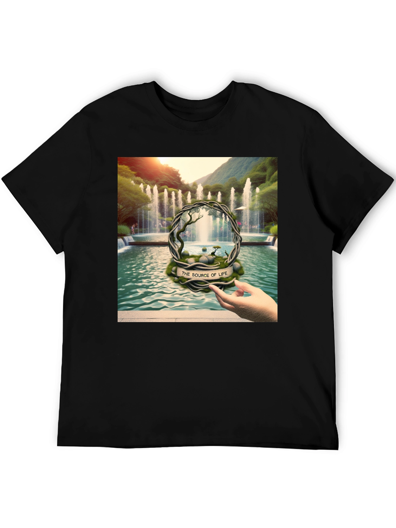 Black Nature's Source T-Shirt - Artistic Design view 5