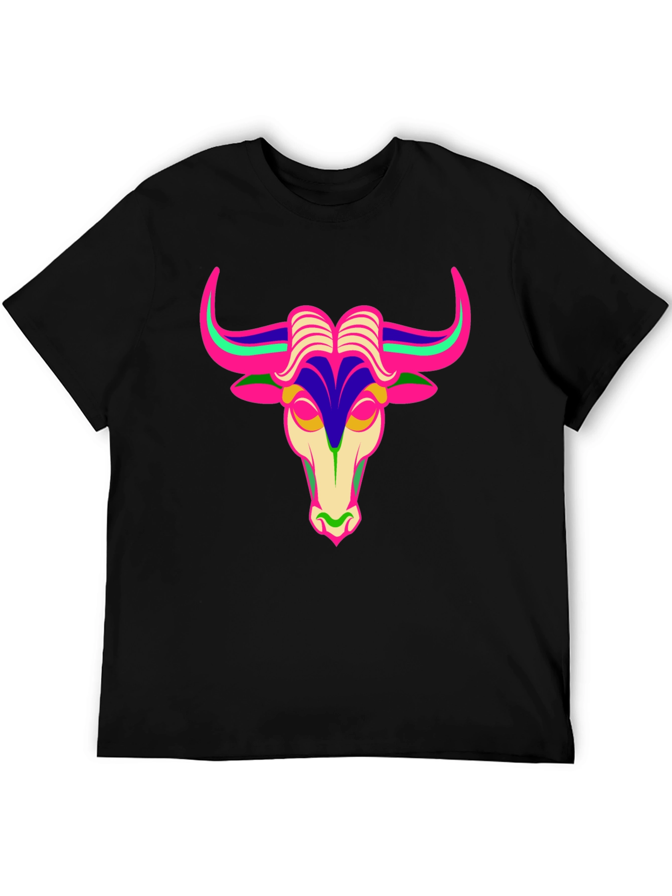 Black Bold Bull Graphic Tee - Black Cotton T-Shirt view 5