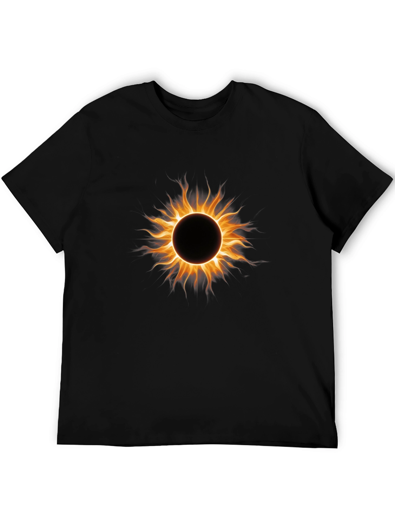 Black Fiery Eclipse Graphic Tee - Black Cotton Blend Shirt view 5
