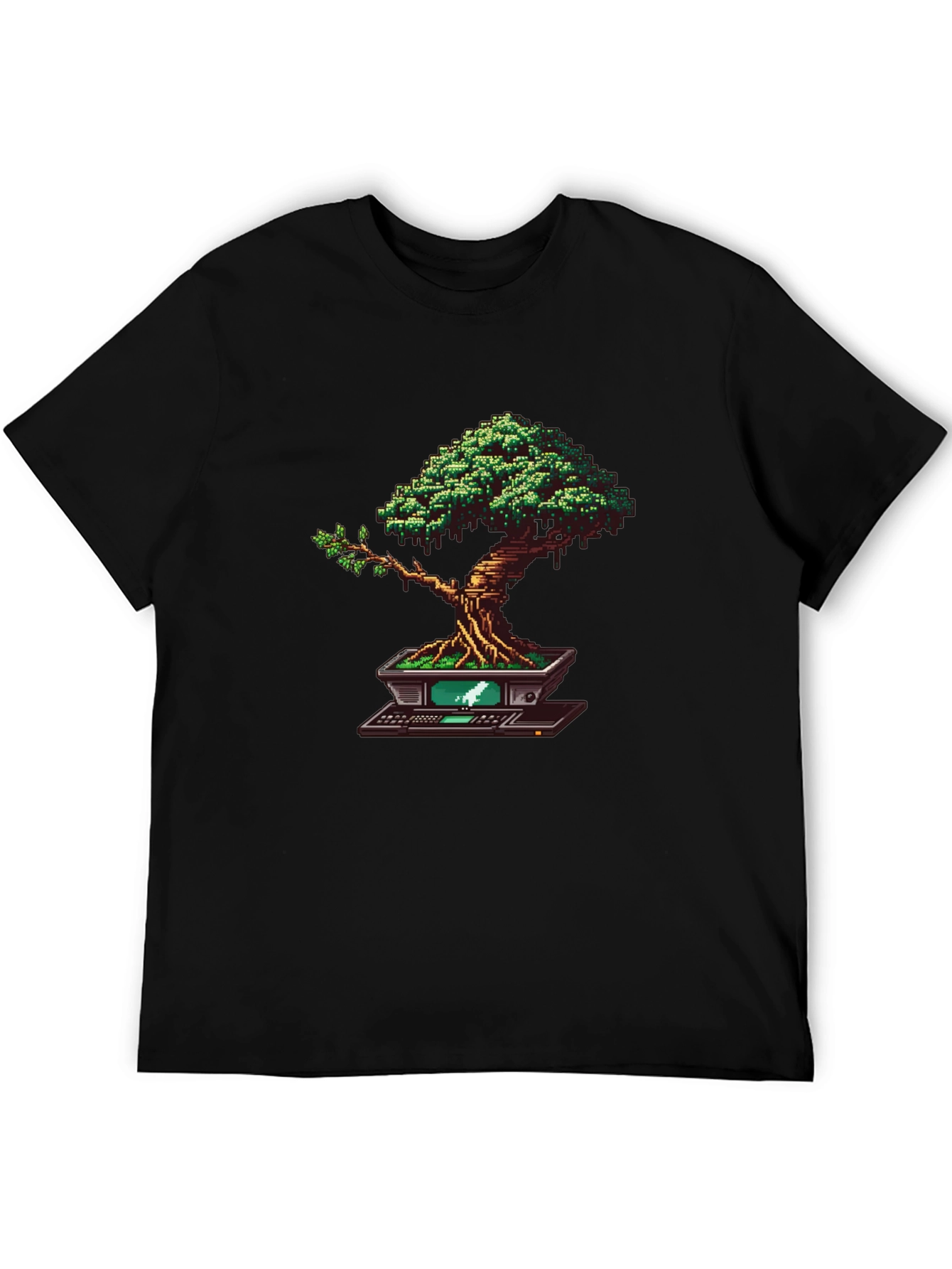 Black Pixel Bonsai Tree T-Shirt view 5