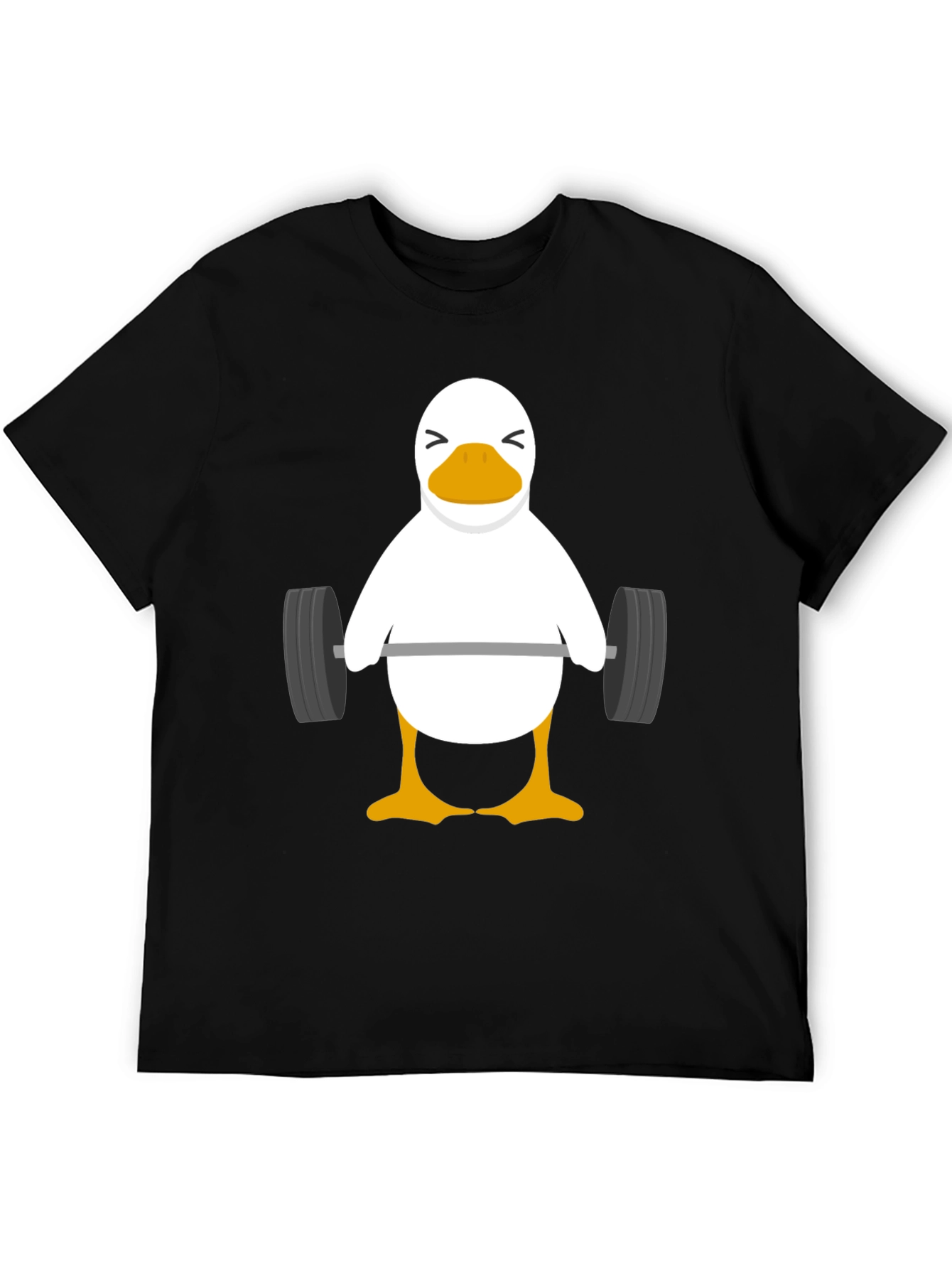 Black Funny Weightlifting Duck Graphic T-Shirt view 5