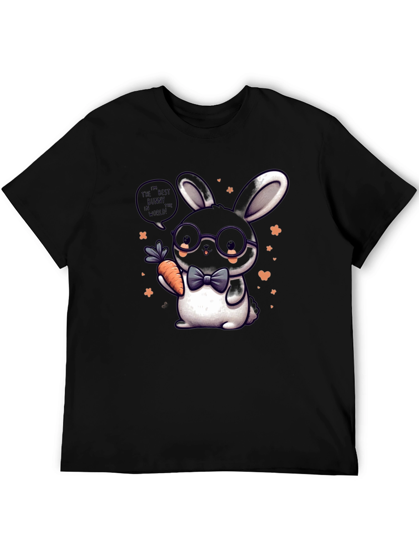 Black Cute Bunny Graphic Tee - Best Bunny in the World T-Shirt view 5