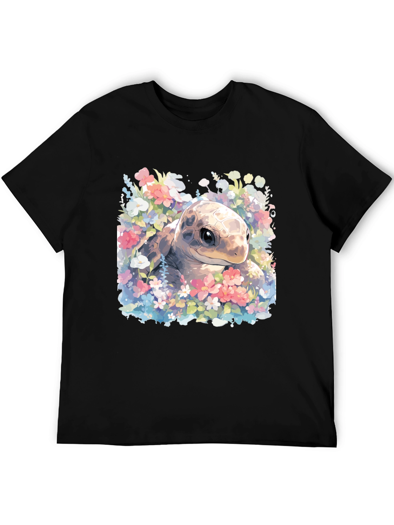 Black Floral Turtle Graphic T-Shirt view 5