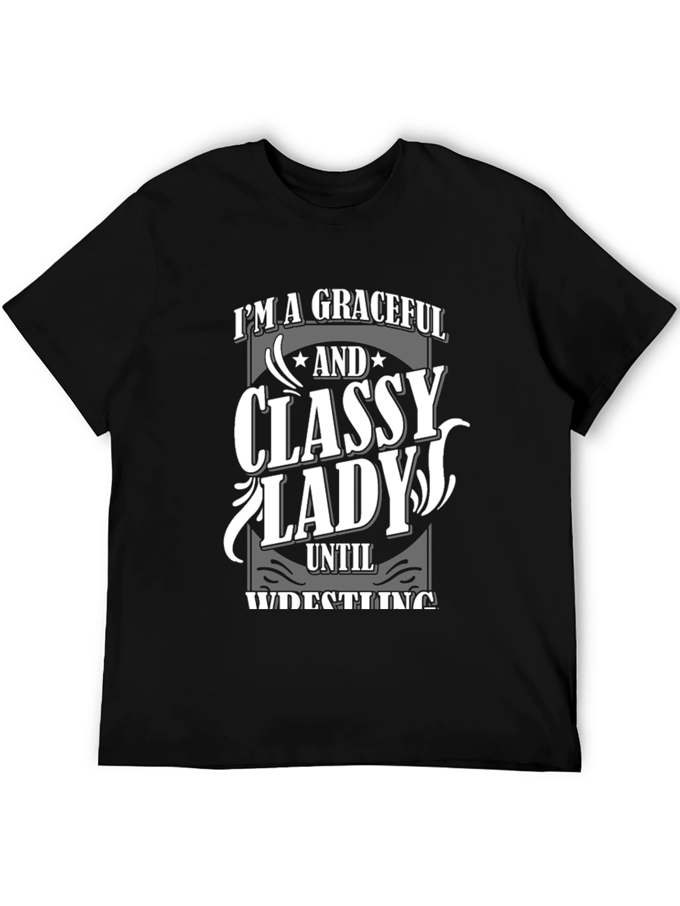 Black Graceful Classy Lady Wrestling T-Shirt view 5