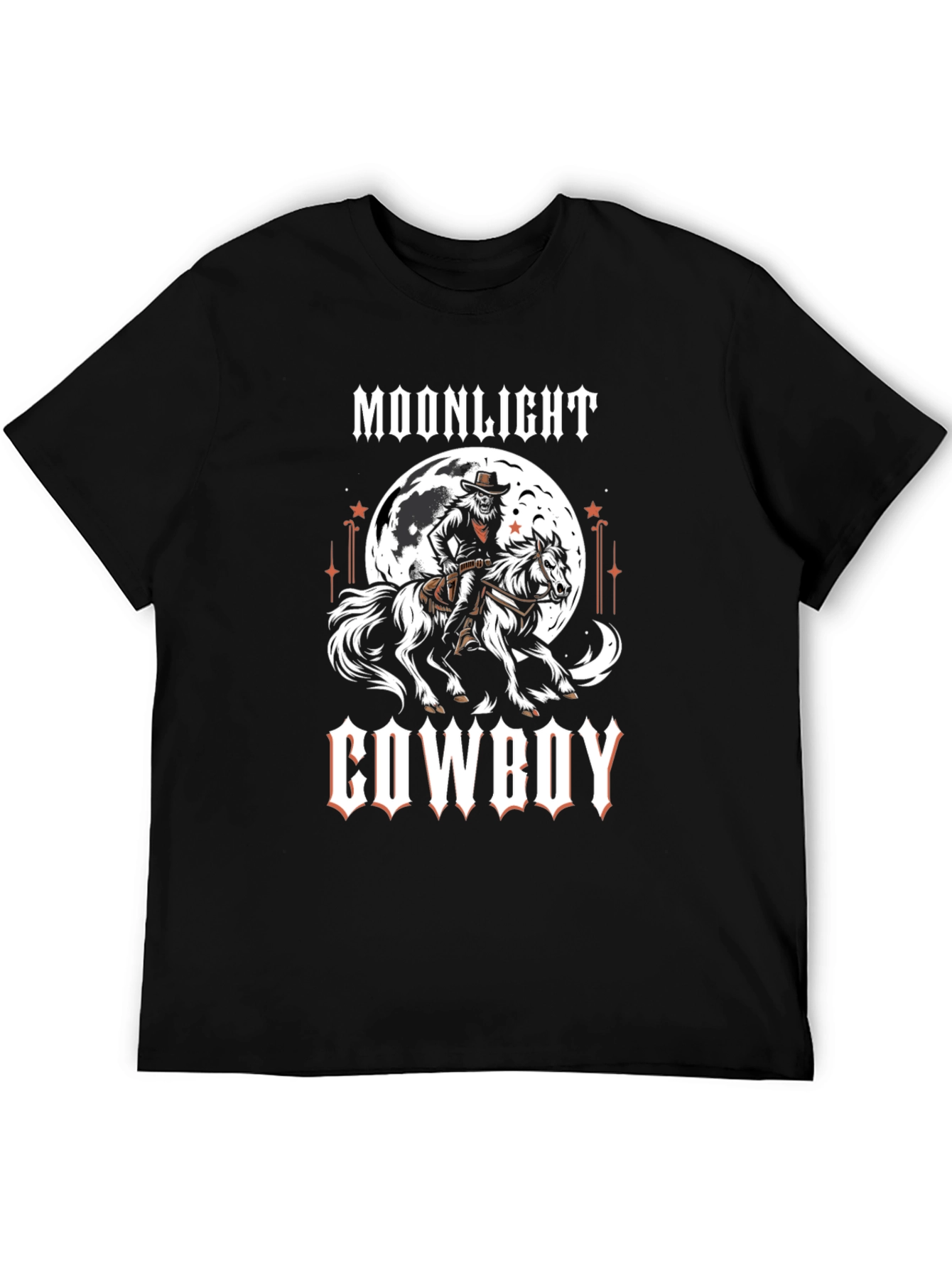 Black Moonlight Cowboy Graphic Print T-Shirt view 5