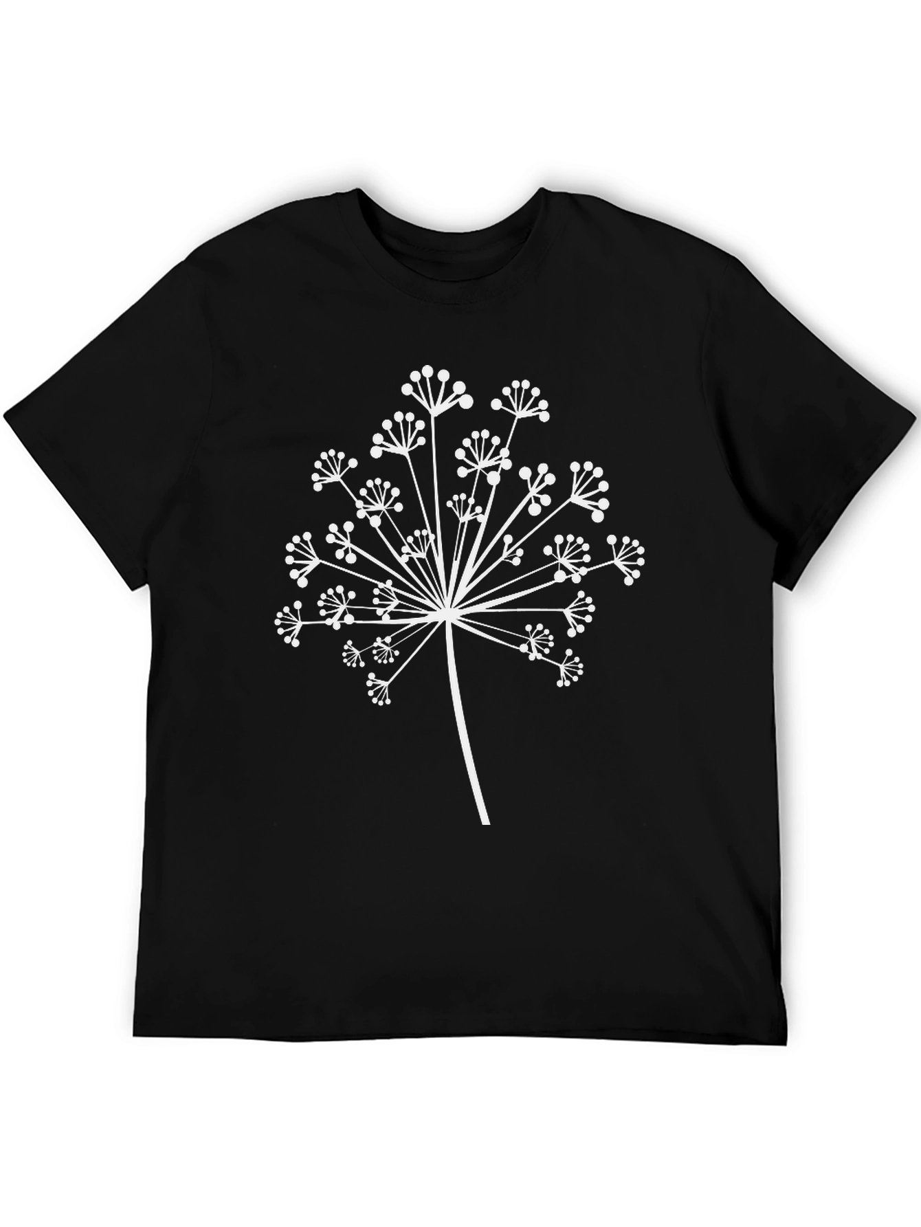 Black Botanical Print Tee - Black Cotton Comfort view 5
