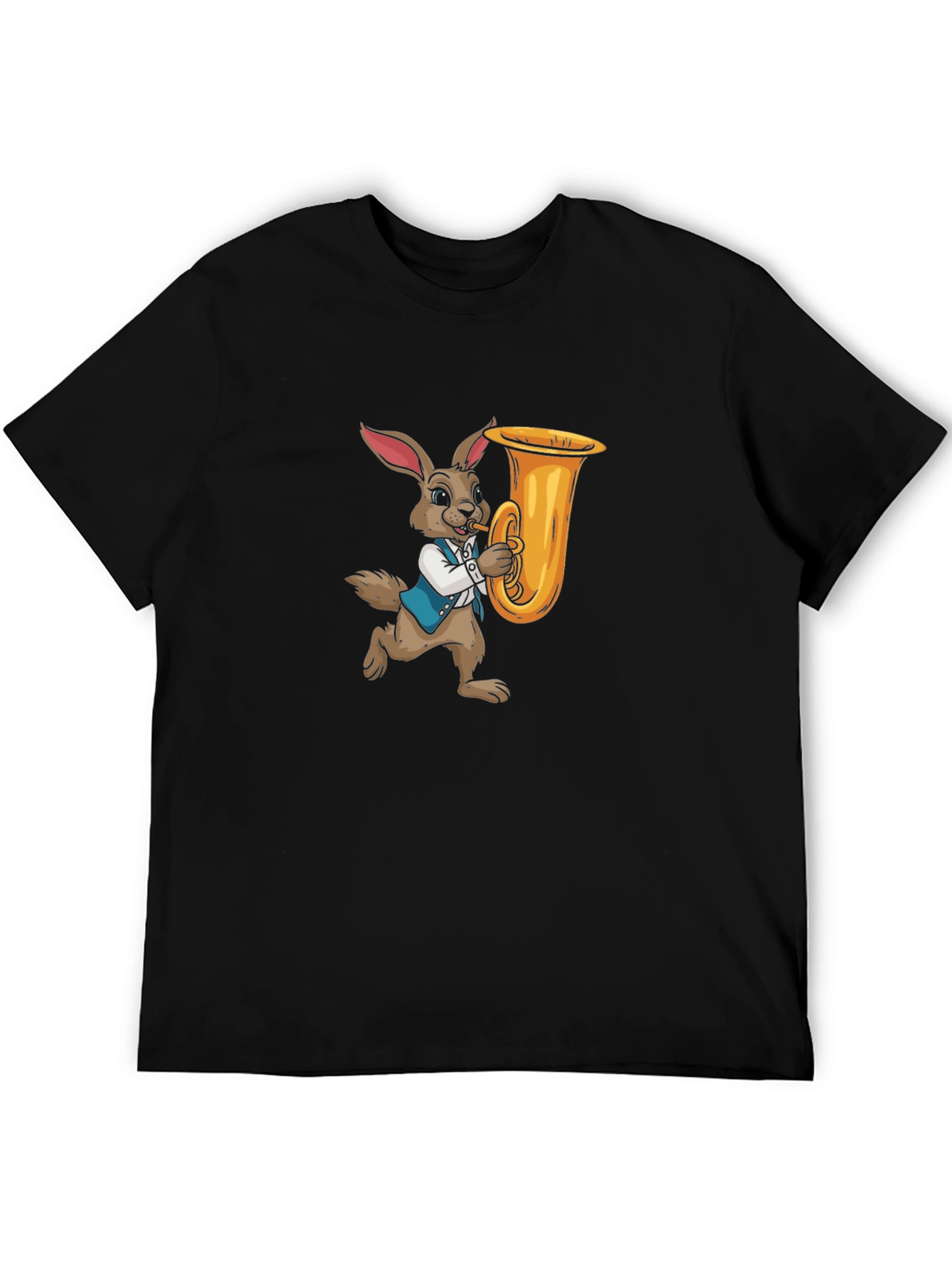Black Rabbit Playing Tuba Graphic Tee view 5