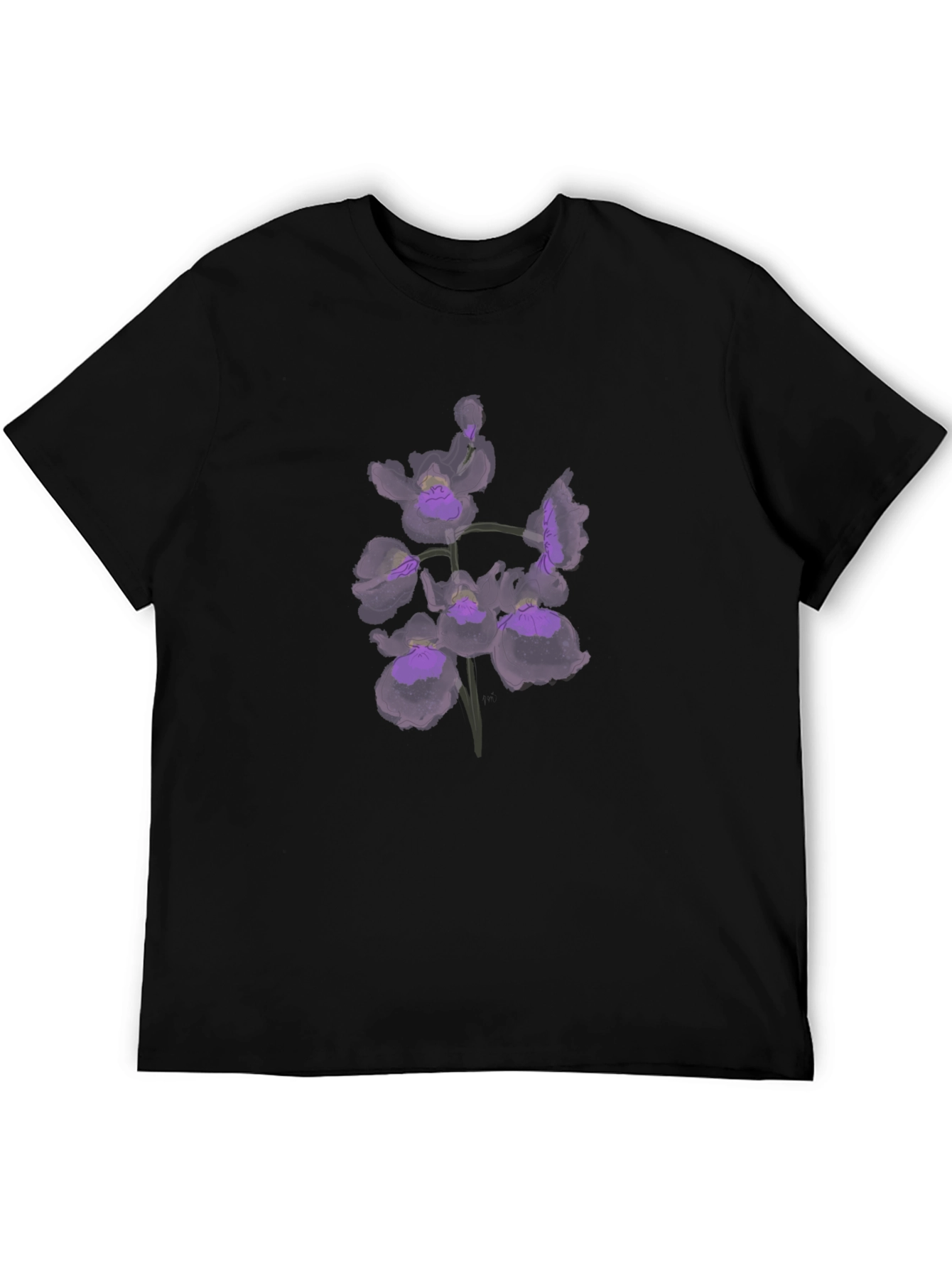 Black Floral Print Crew Neck T-Shirt view 5