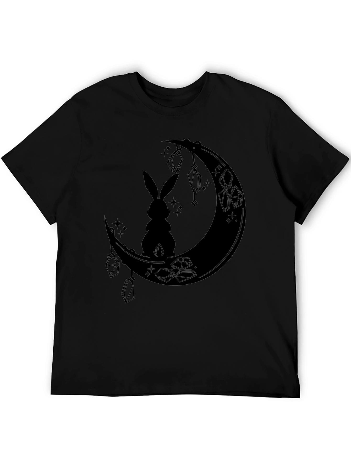Black Moonlit Hare Graphic Tee - Stylish Black T-Shirt view 5