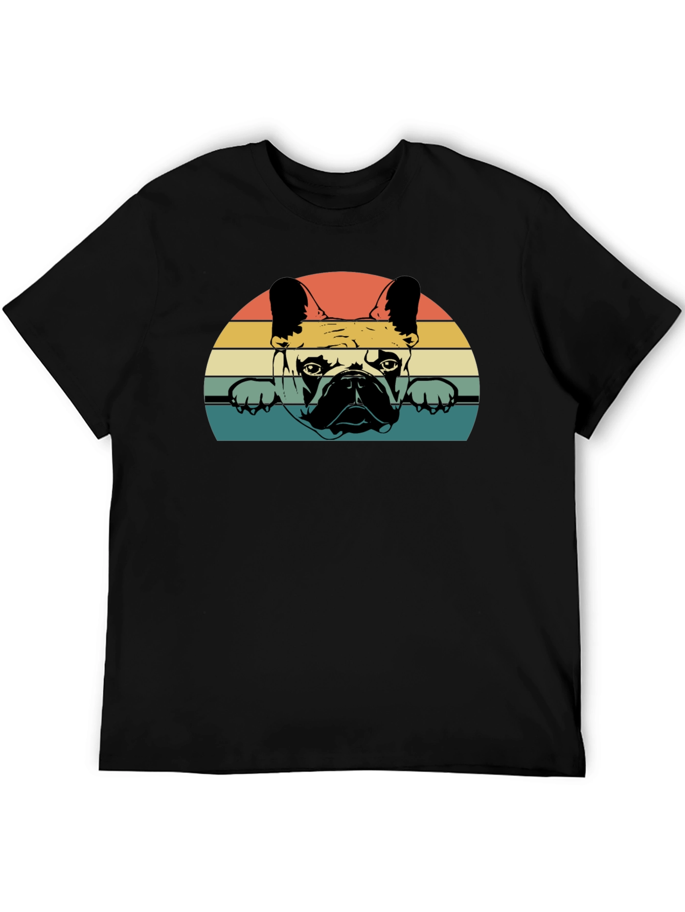 Black Retro French Bulldog Graphic T-Shirt view 5