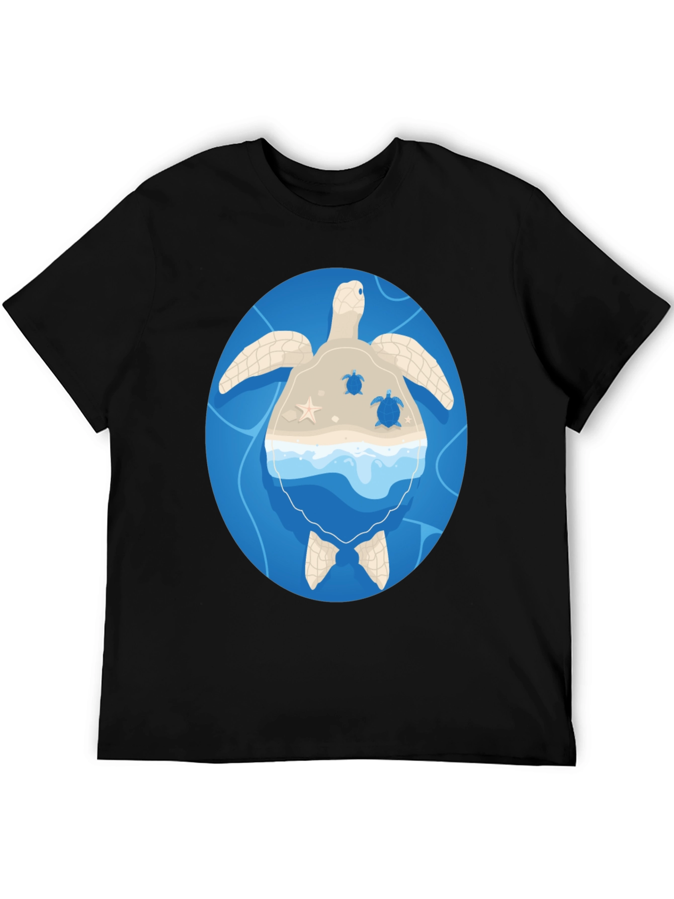 Black Sea Turtle Island Graphic Tee - Black view 5