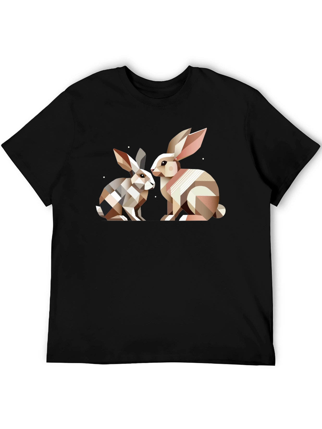 Black Geometric Rabbit T-Shirt - Abstract Bunny Design view 5