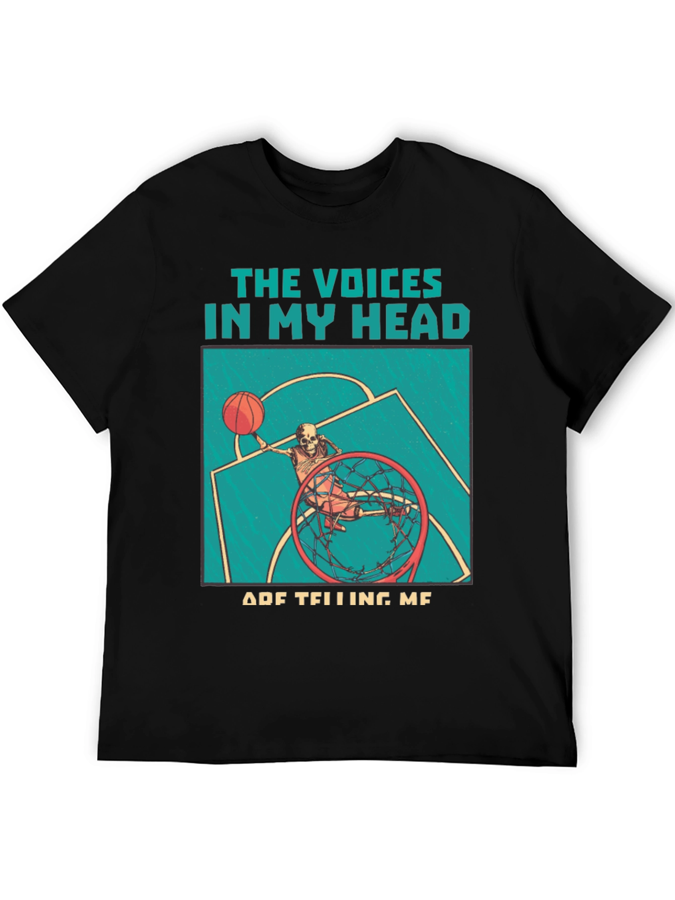 Black Voices in My Head Basketball Skeleton T-Shirt view 5