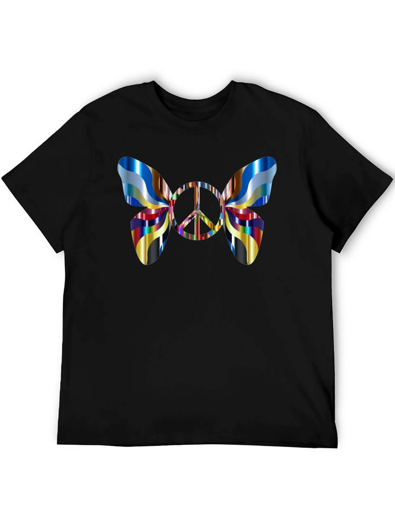 Black Peace Sign Butterfly Graphic Tee - Black view 5