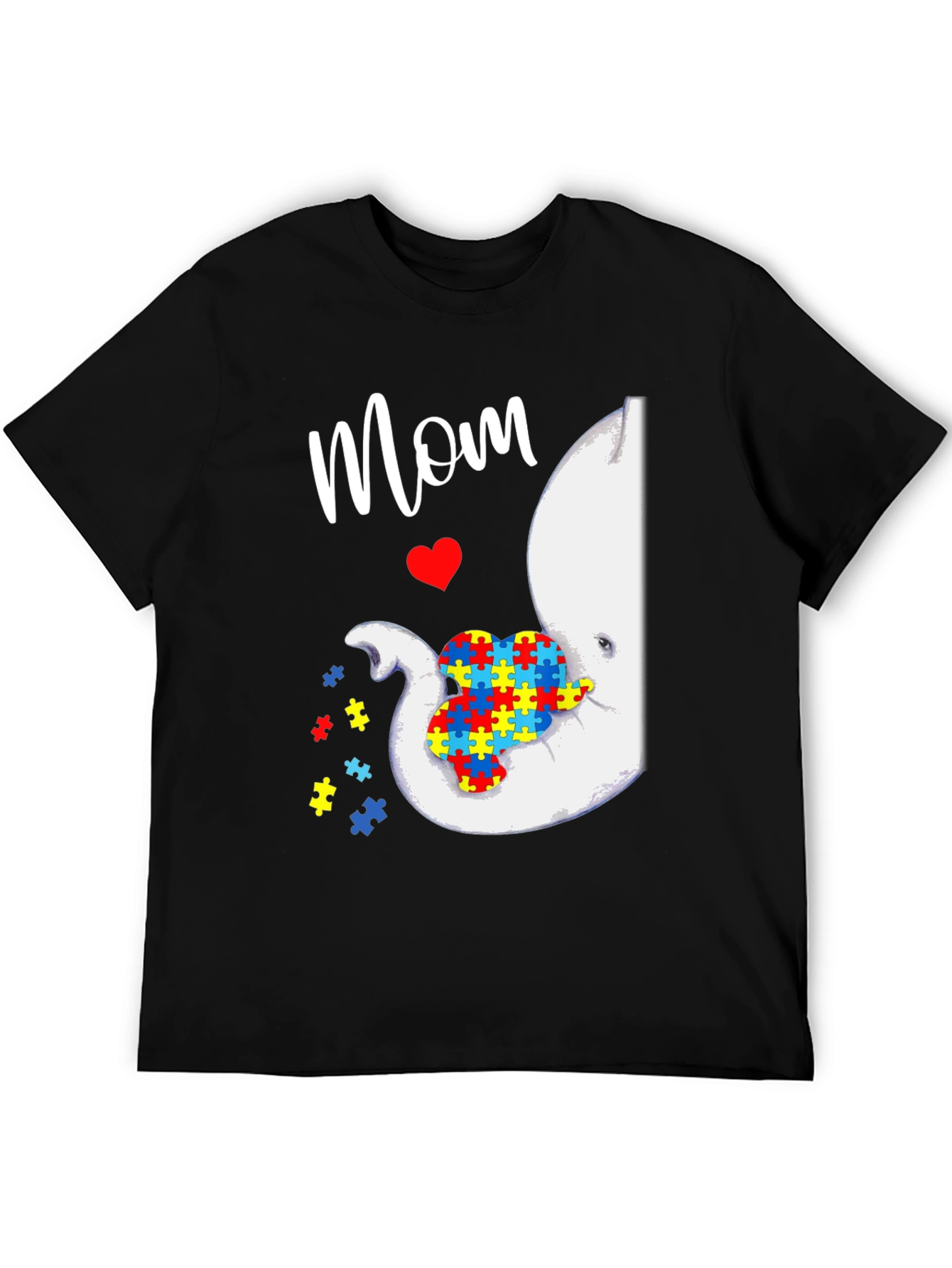Black Autism Awareness Elephant Mom T-Shirt view 5
