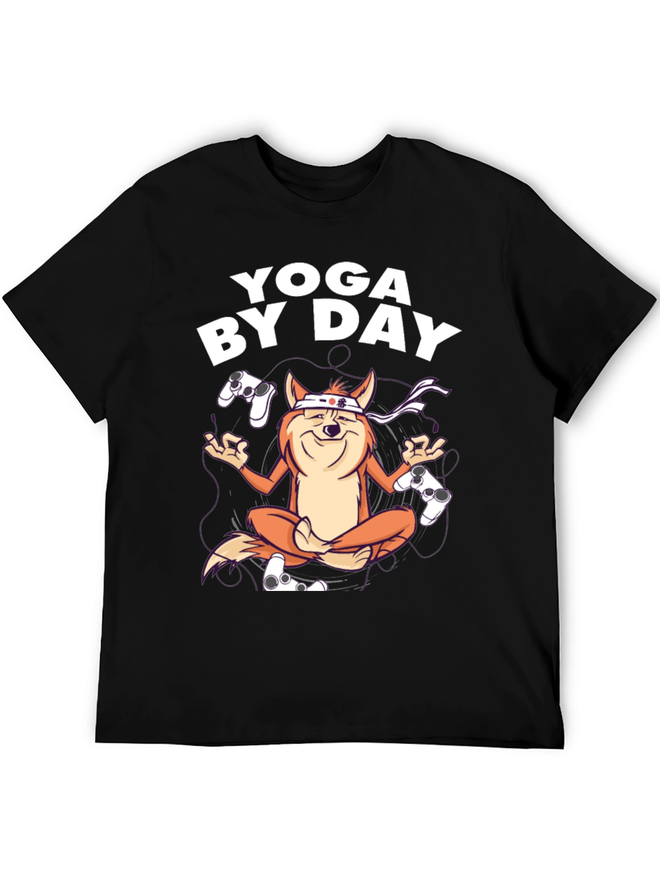 Black Yoga By Day Gaming T-Shirt view 5