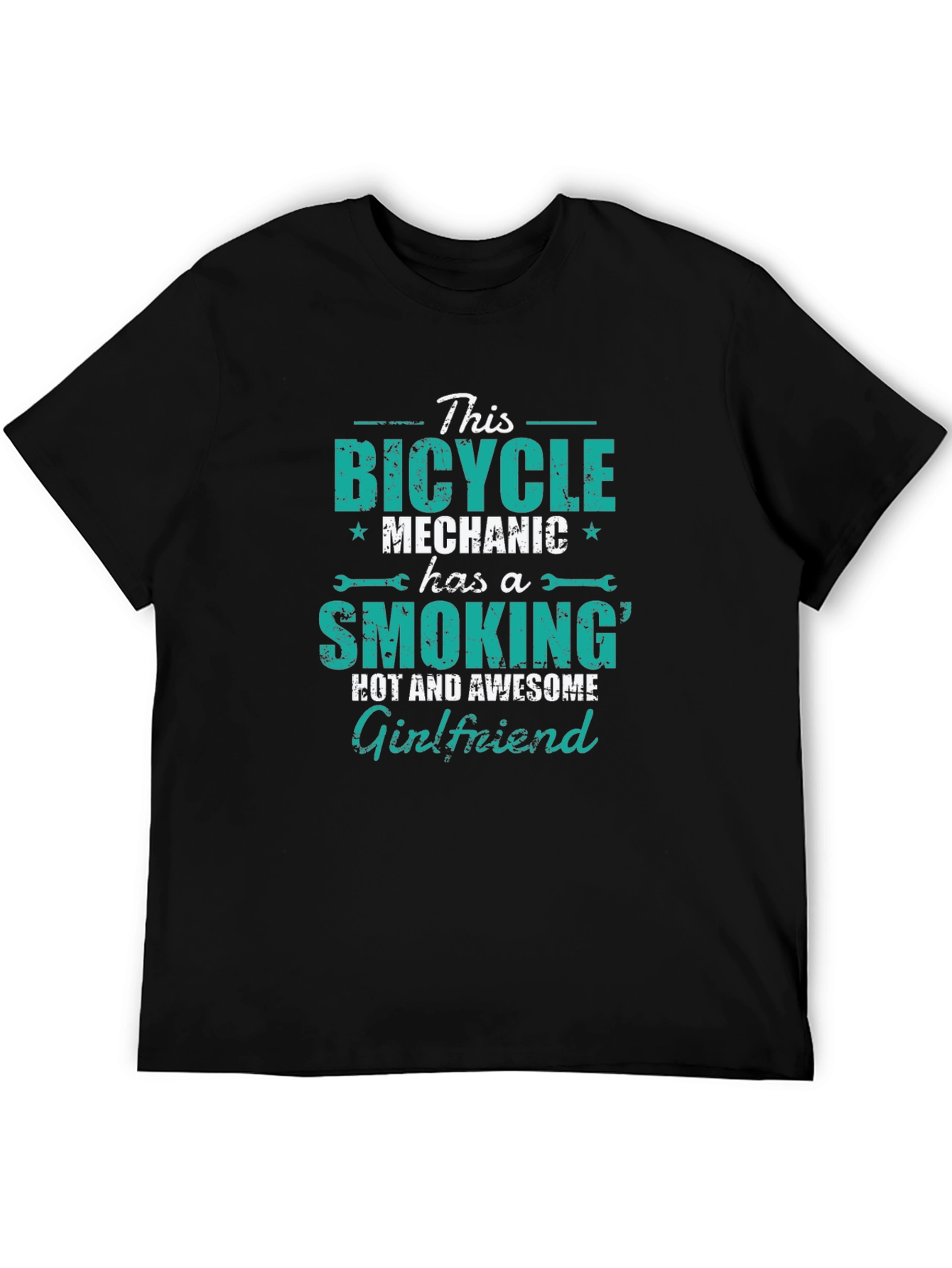Black Bicycle Mechanic Funny Graphic T-Shirt view 5