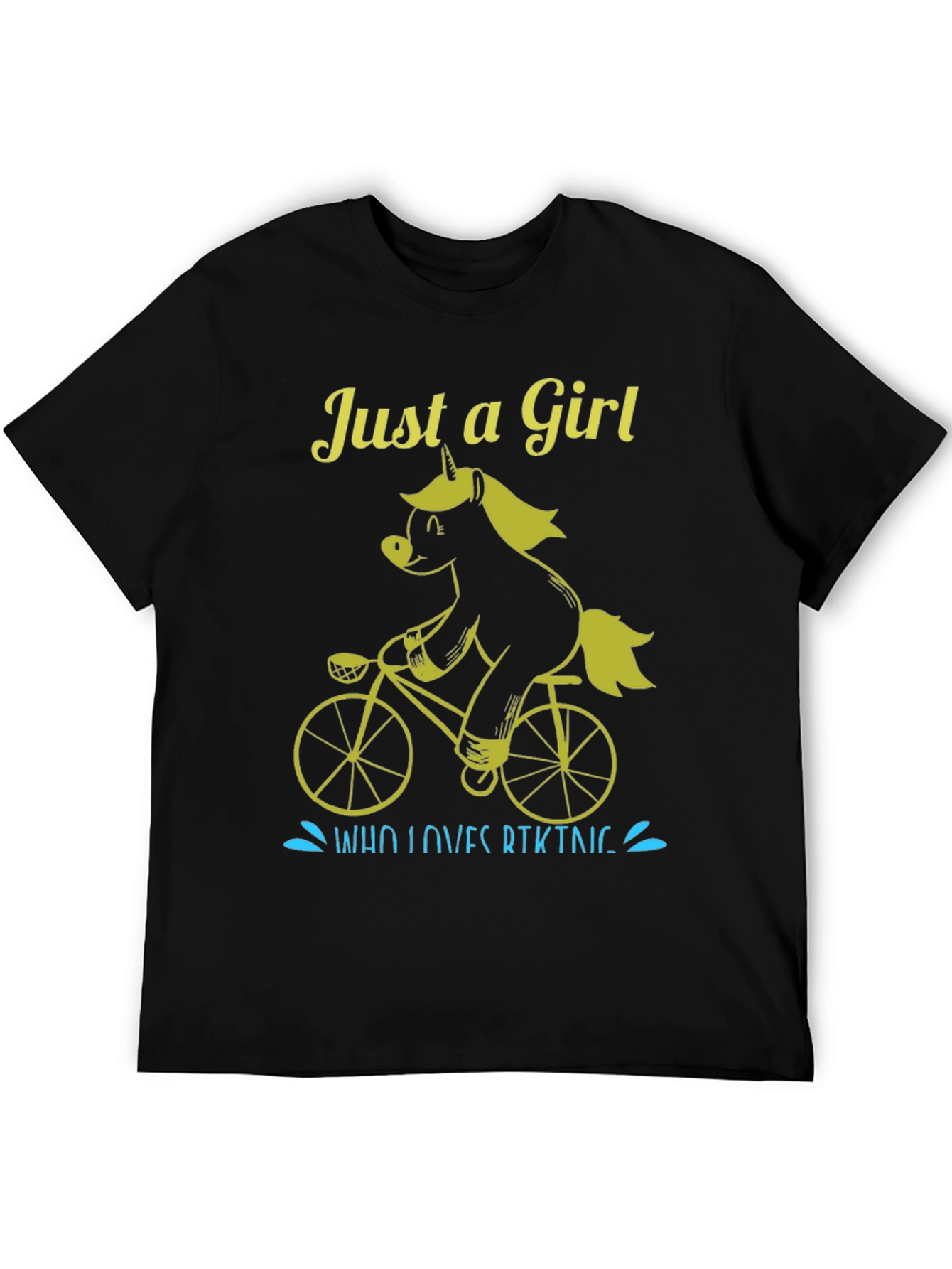 Black Just A Girl Who Loves Biking Unicorn T-Shirt view 5