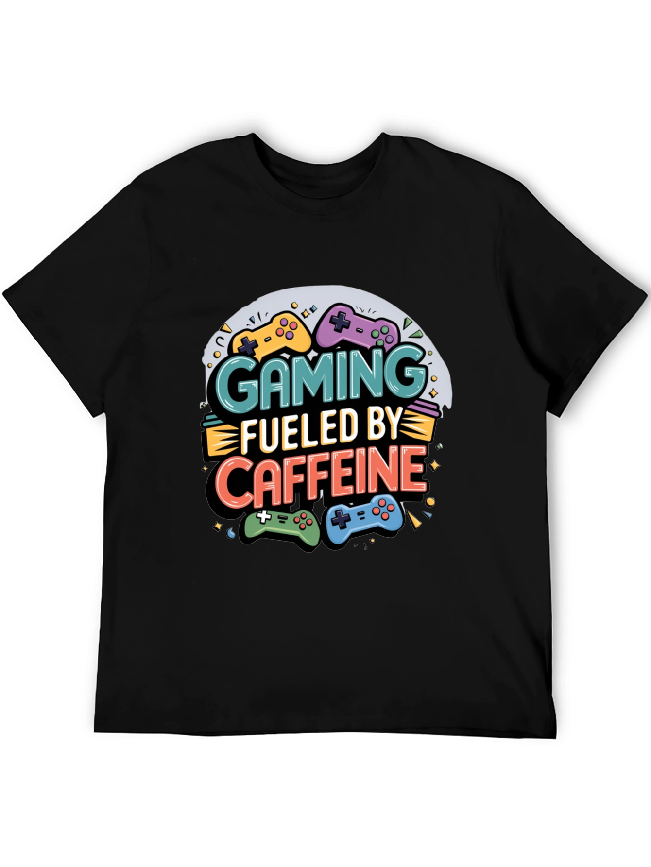 Black Gaming Fueled by Caffeine Graphic T-Shirt view 5