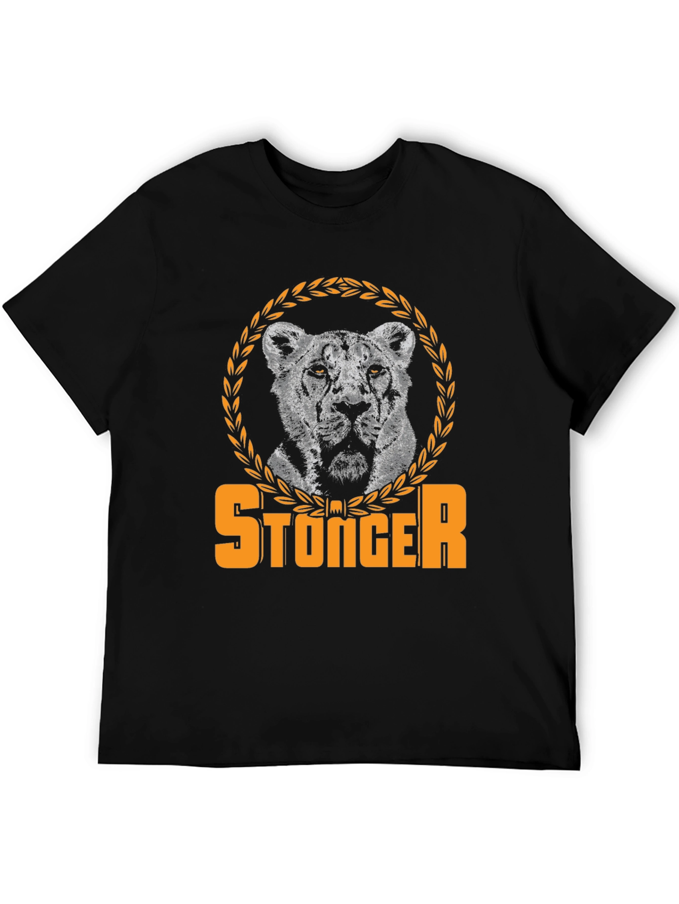 Black Stonger Lion Graphic Tee - Black view 5