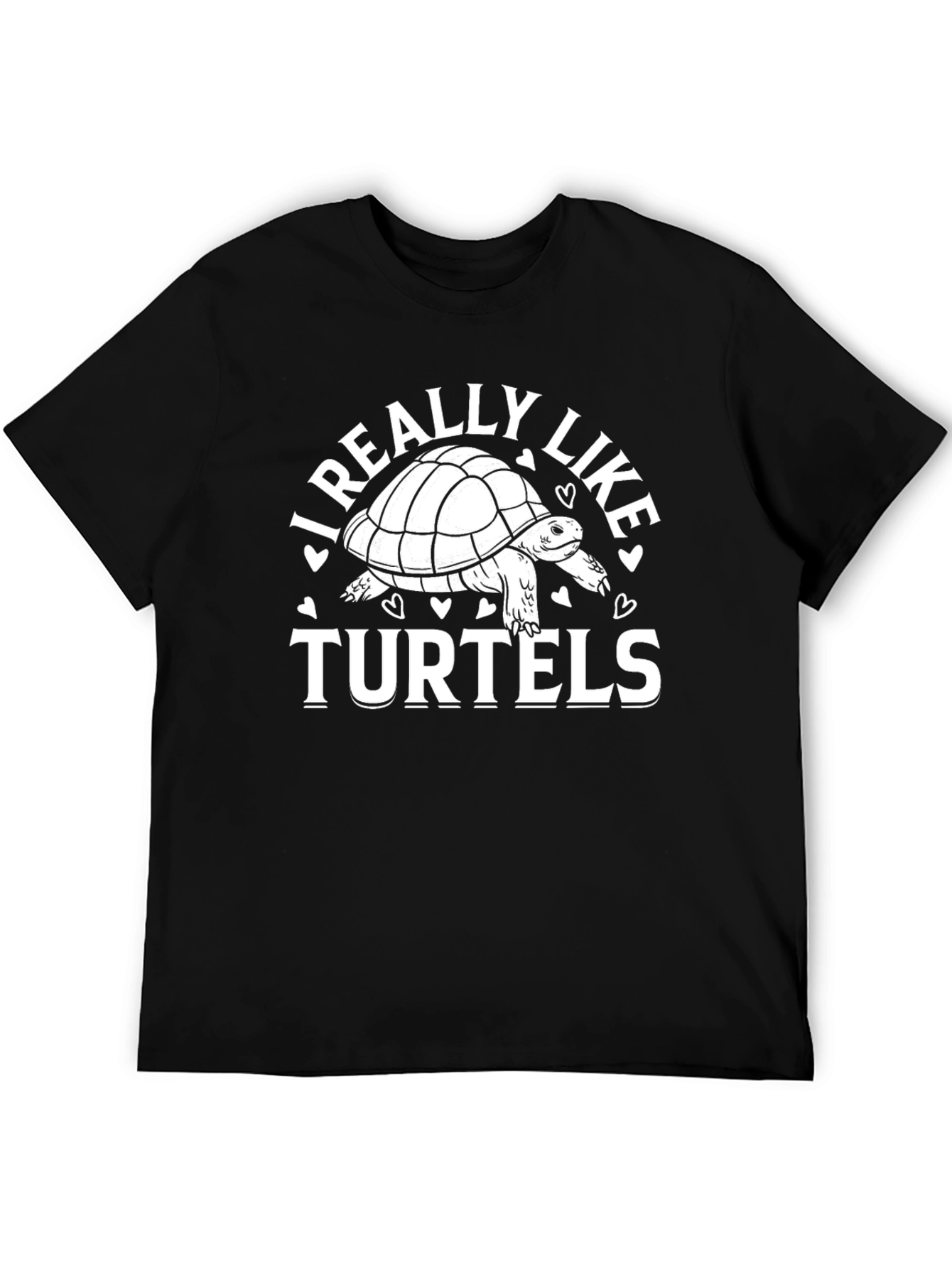 Black I Really Like Turtels Black T-Shirt view 5