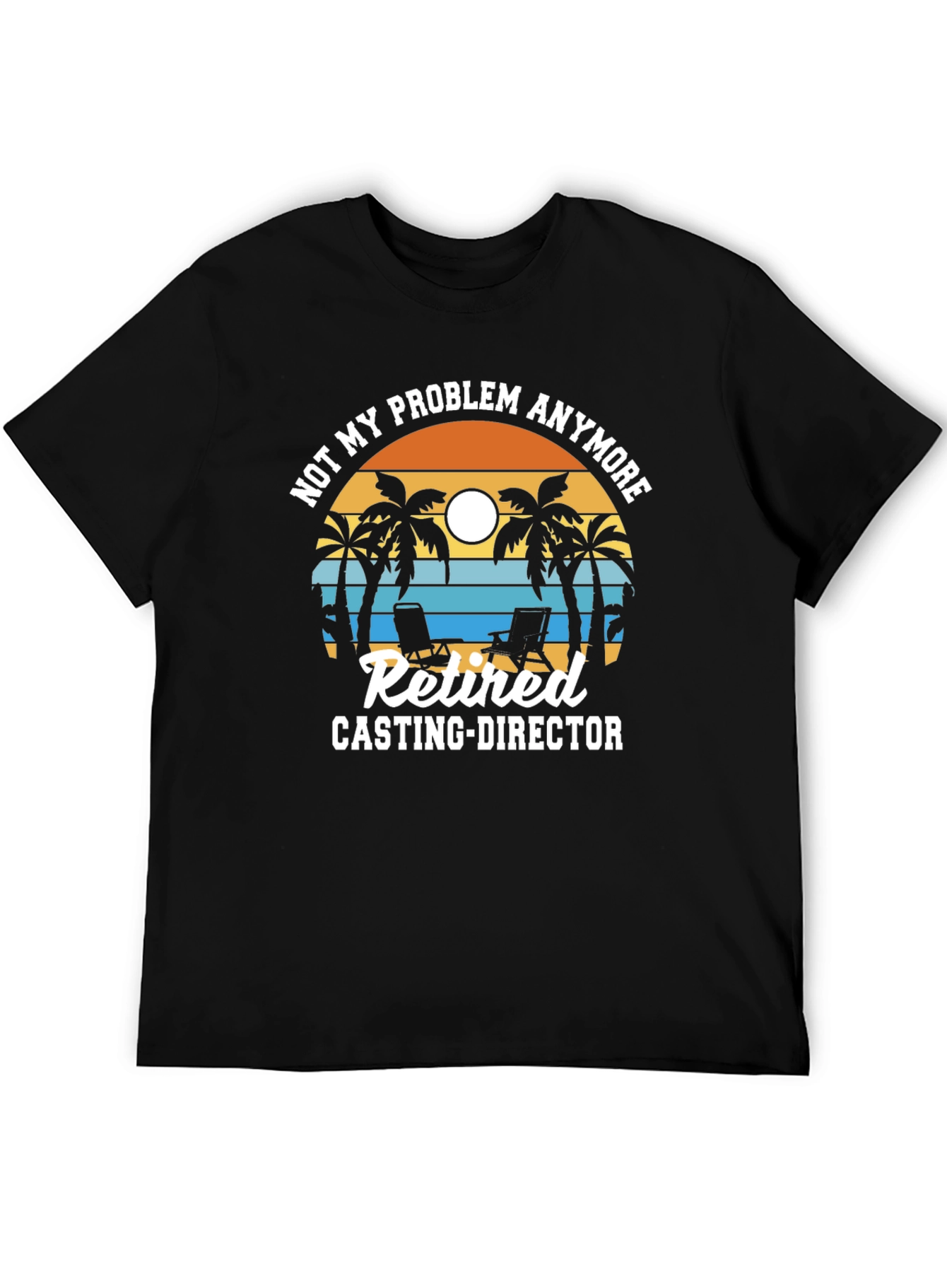 Black Retired Casting Director T-Shirt - Beach Design view 5
