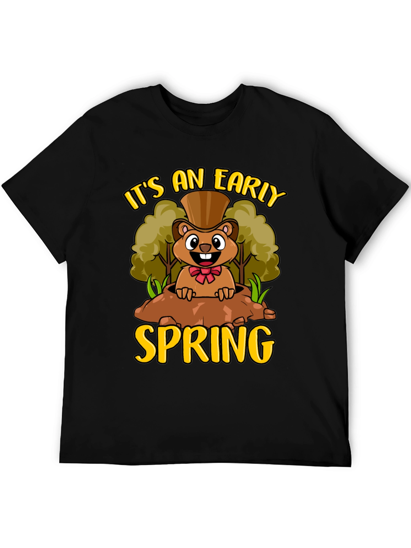 Black Early Spring Groundhog T-Shirt view 5
