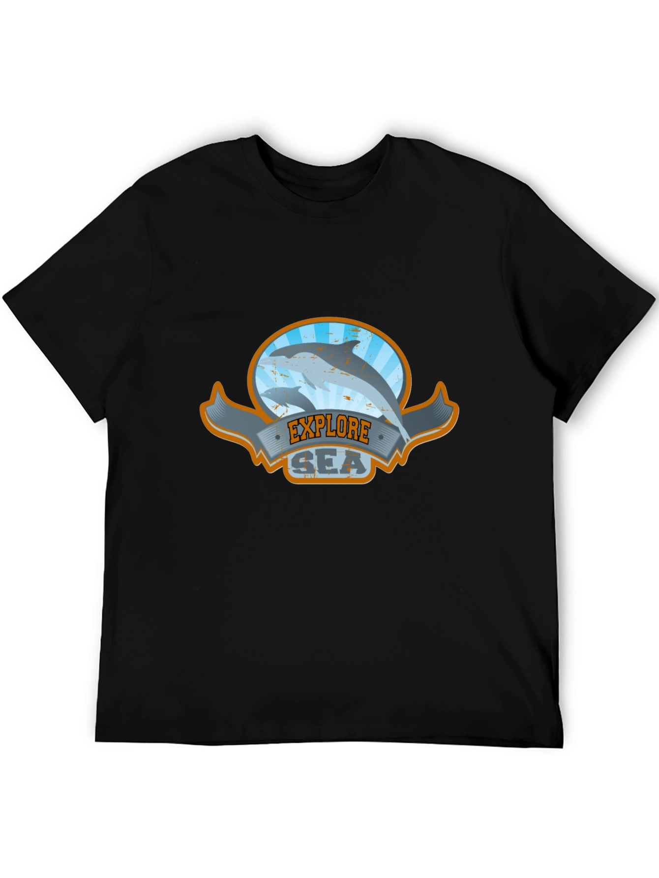 Black Explore the Sea Graphic Tee - Black Cotton T-Shirt view 5