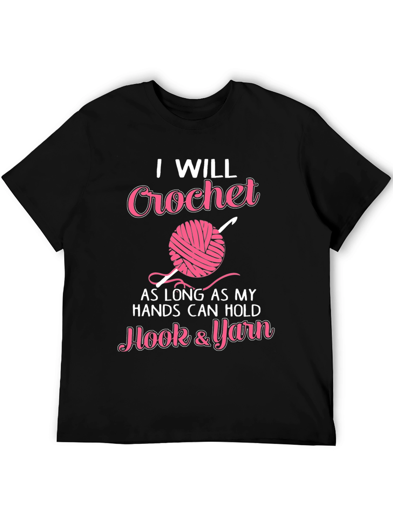 Black Crochet Lover T-Shirt - Hook & Yarn Design view 5