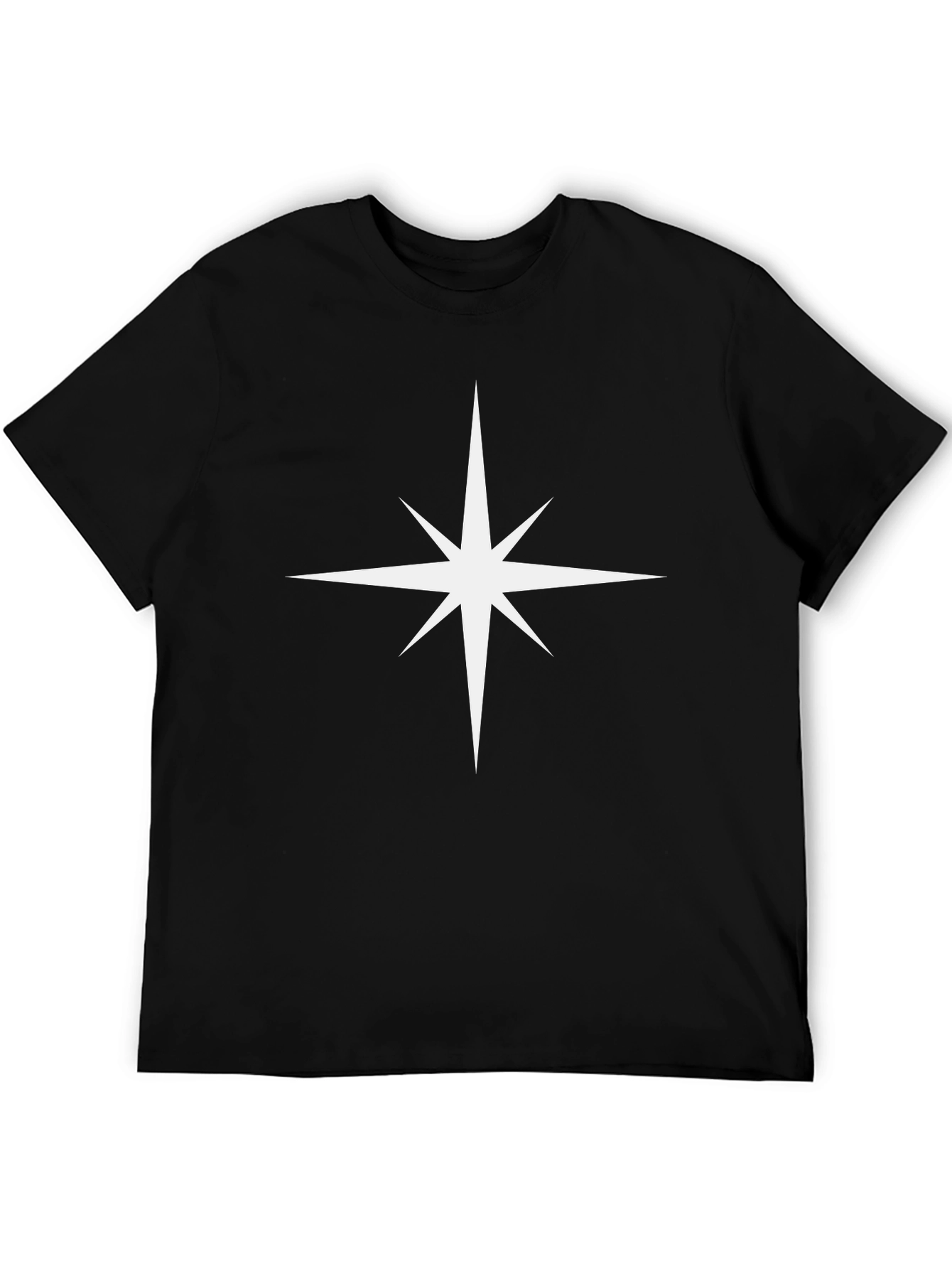 Black Stylish Black Tee with Star Design - Comfortable Fit view 5