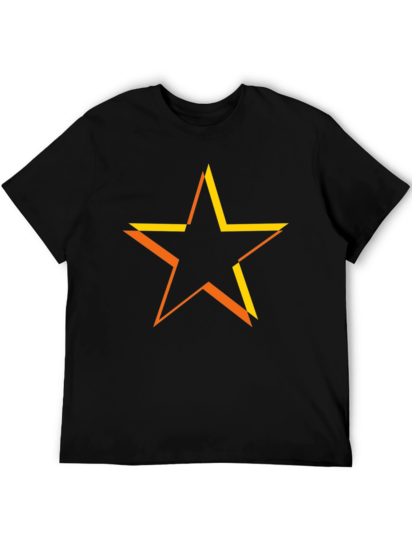 Black Geometric Star Graphic Tee - Black Cotton Blend view 5