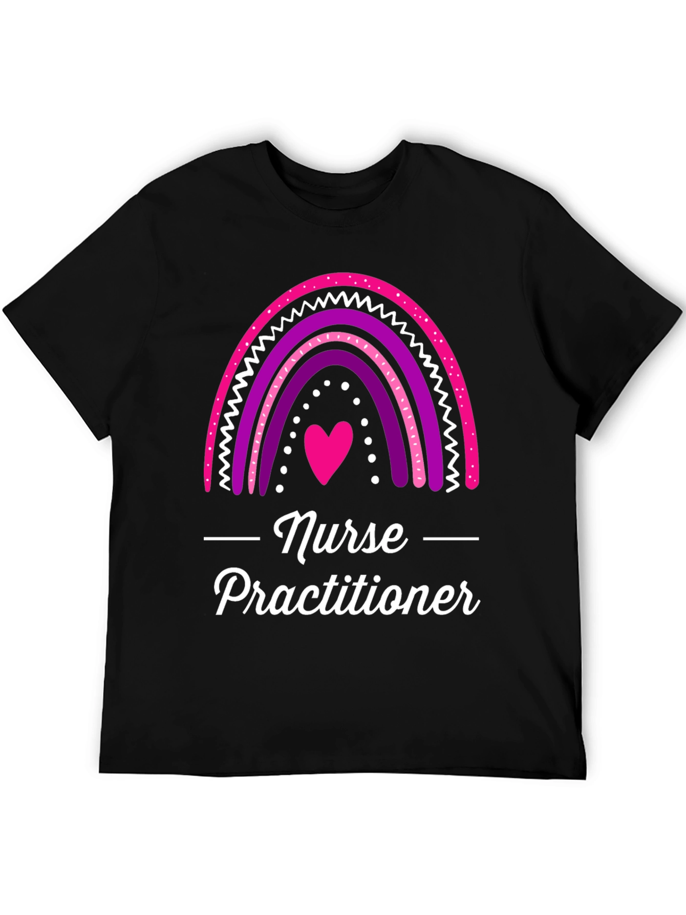 Black Nurse Practitioner Rainbow Heart T-Shirt view 5