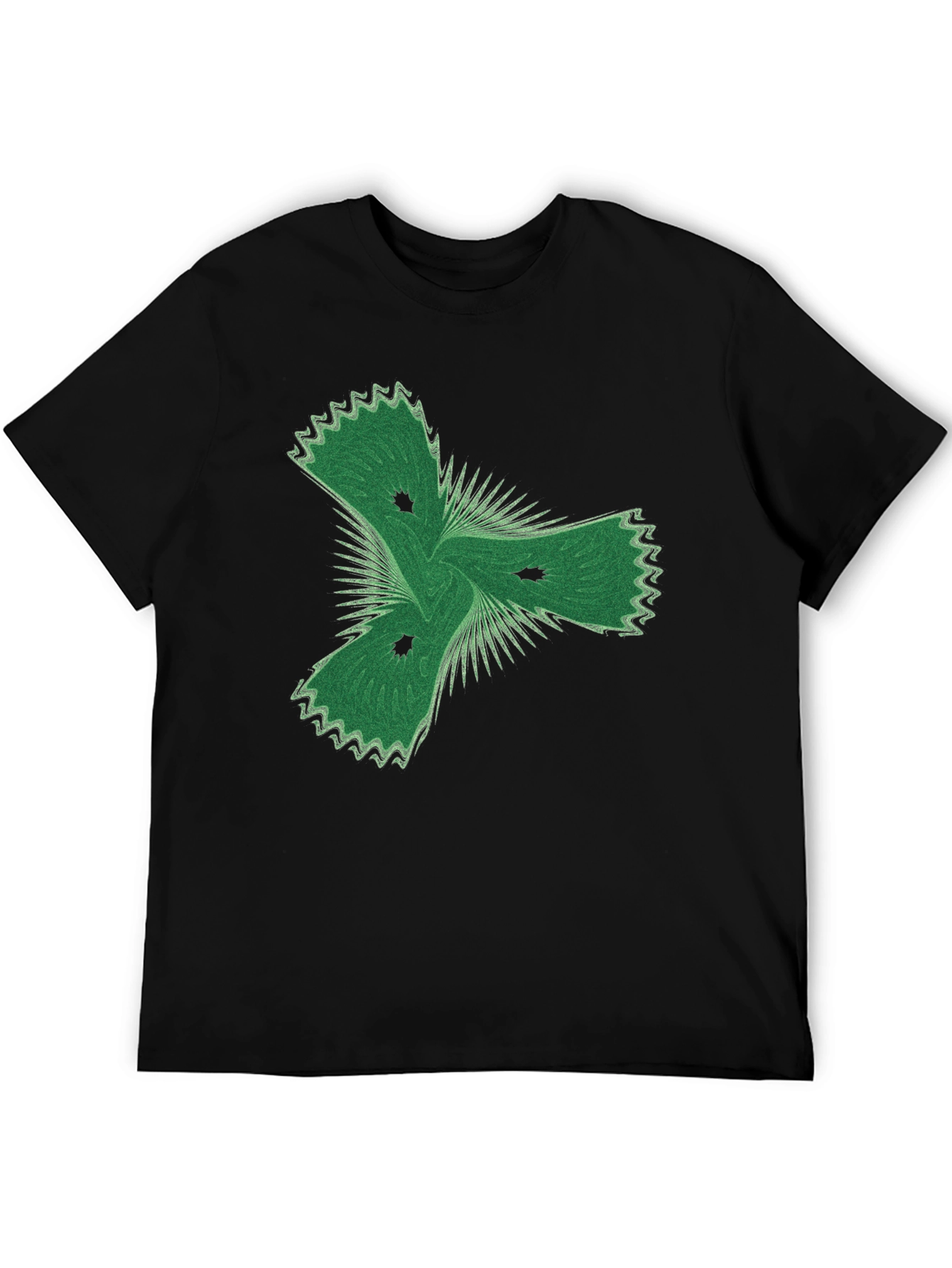 Black Abstract Green Graphic Black T-Shirt view 5