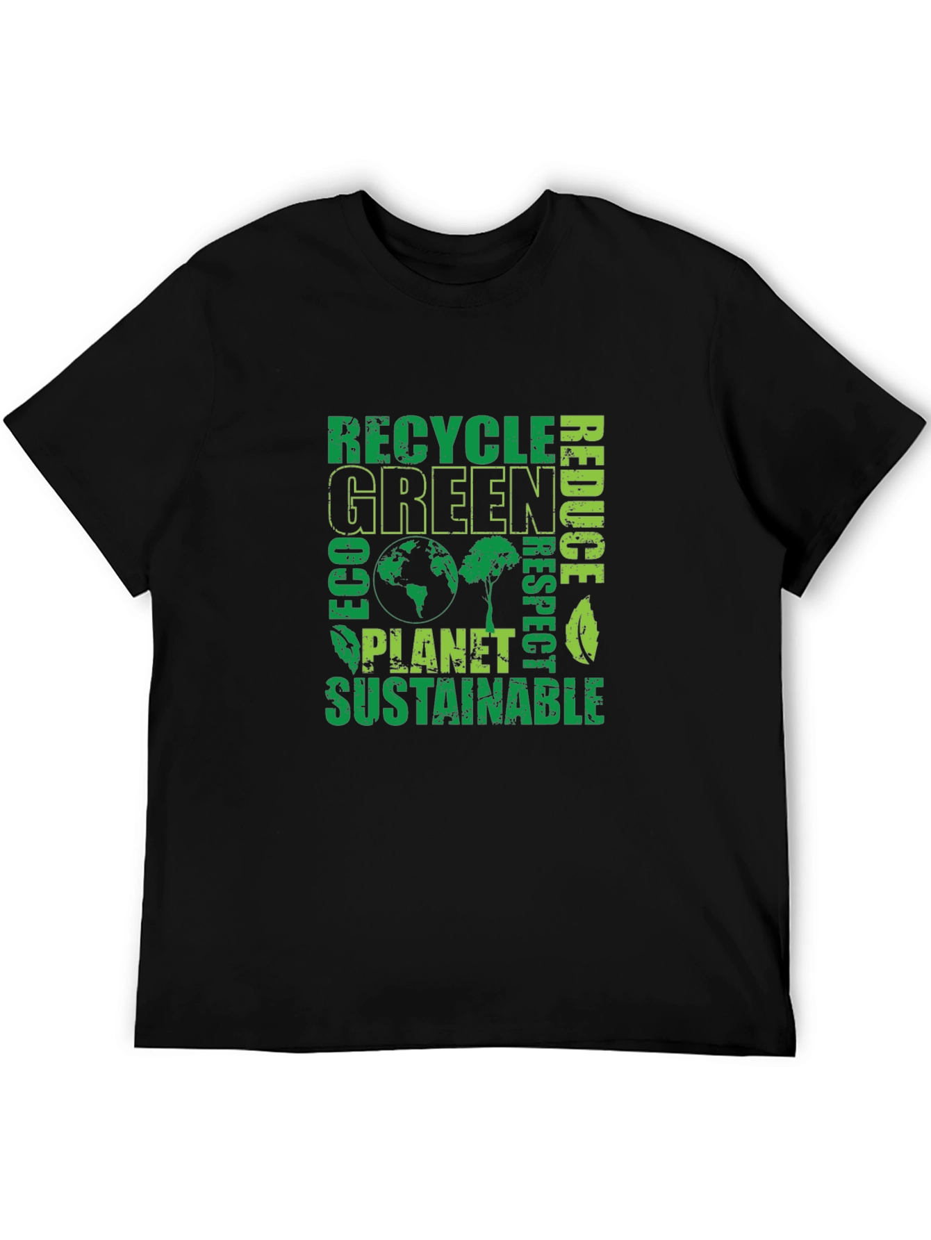 Black Eco-Friendly Green Planet T-Shirt view 5