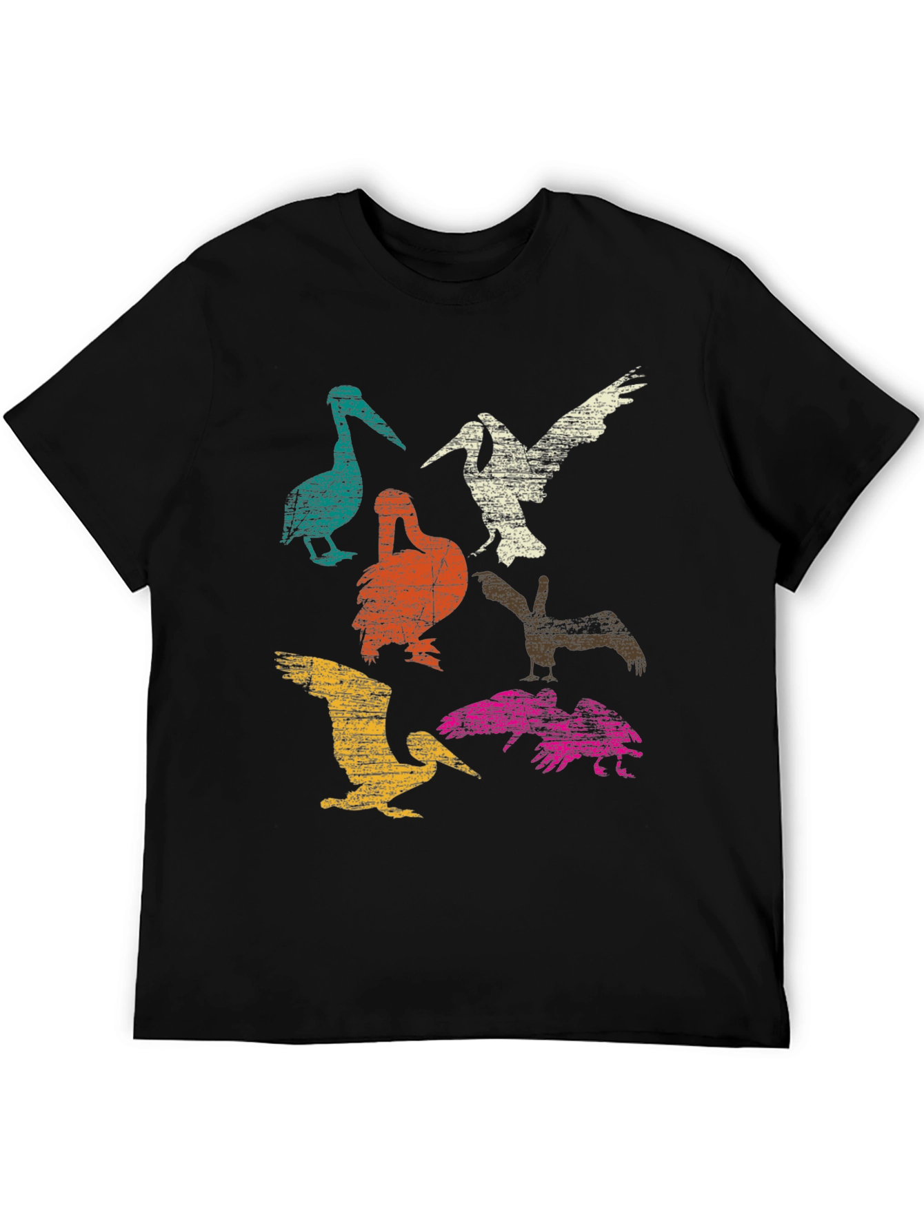 Black Retro Pelican Graphic T-Shirt - Unique Design view 5
