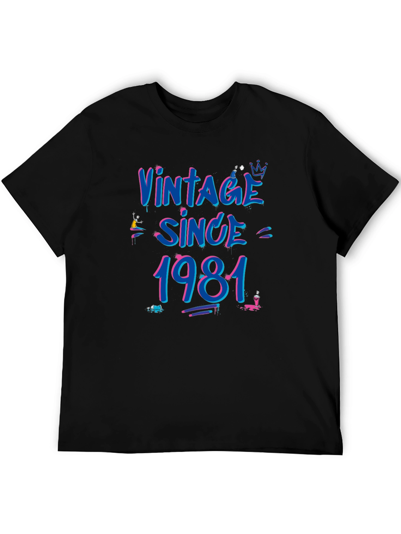 Black Vintage Since 1981 Black T-Shirt view 5