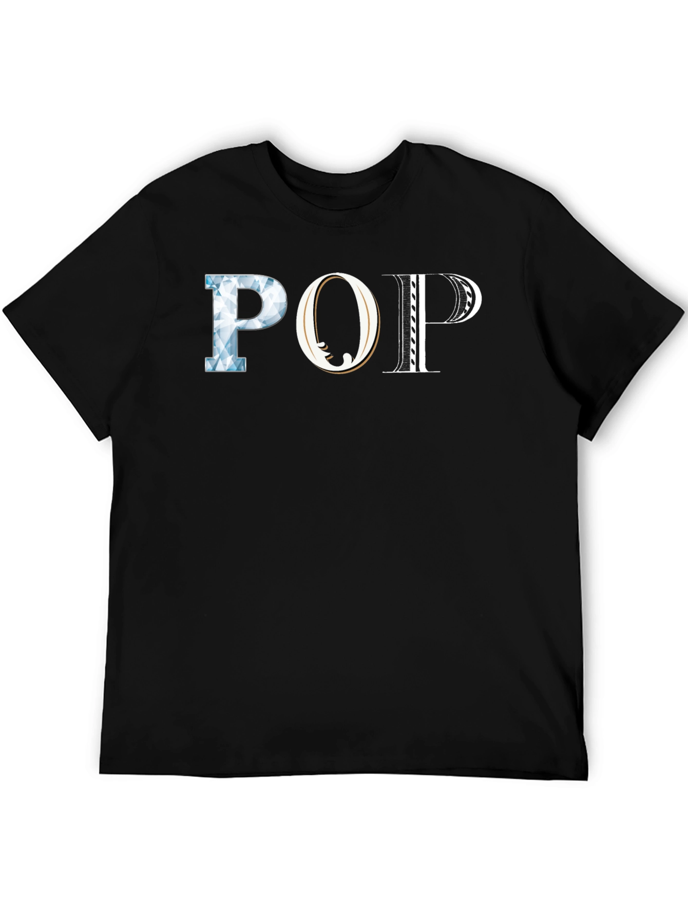 Black Stylish "POP" Graphic Print Black T-Shirt view 5