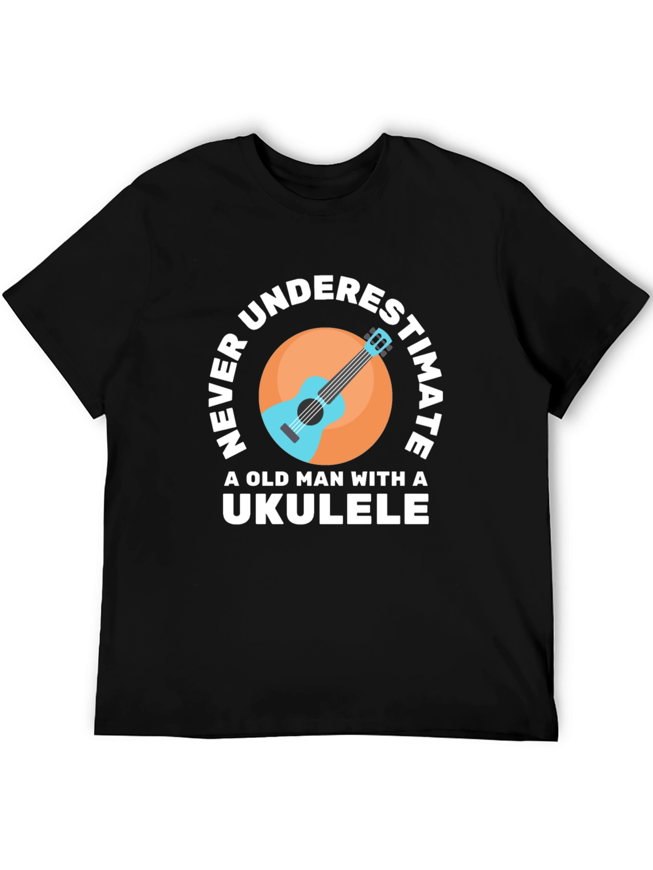 Black Never Underestimate Ukulele T-Shirt view 5