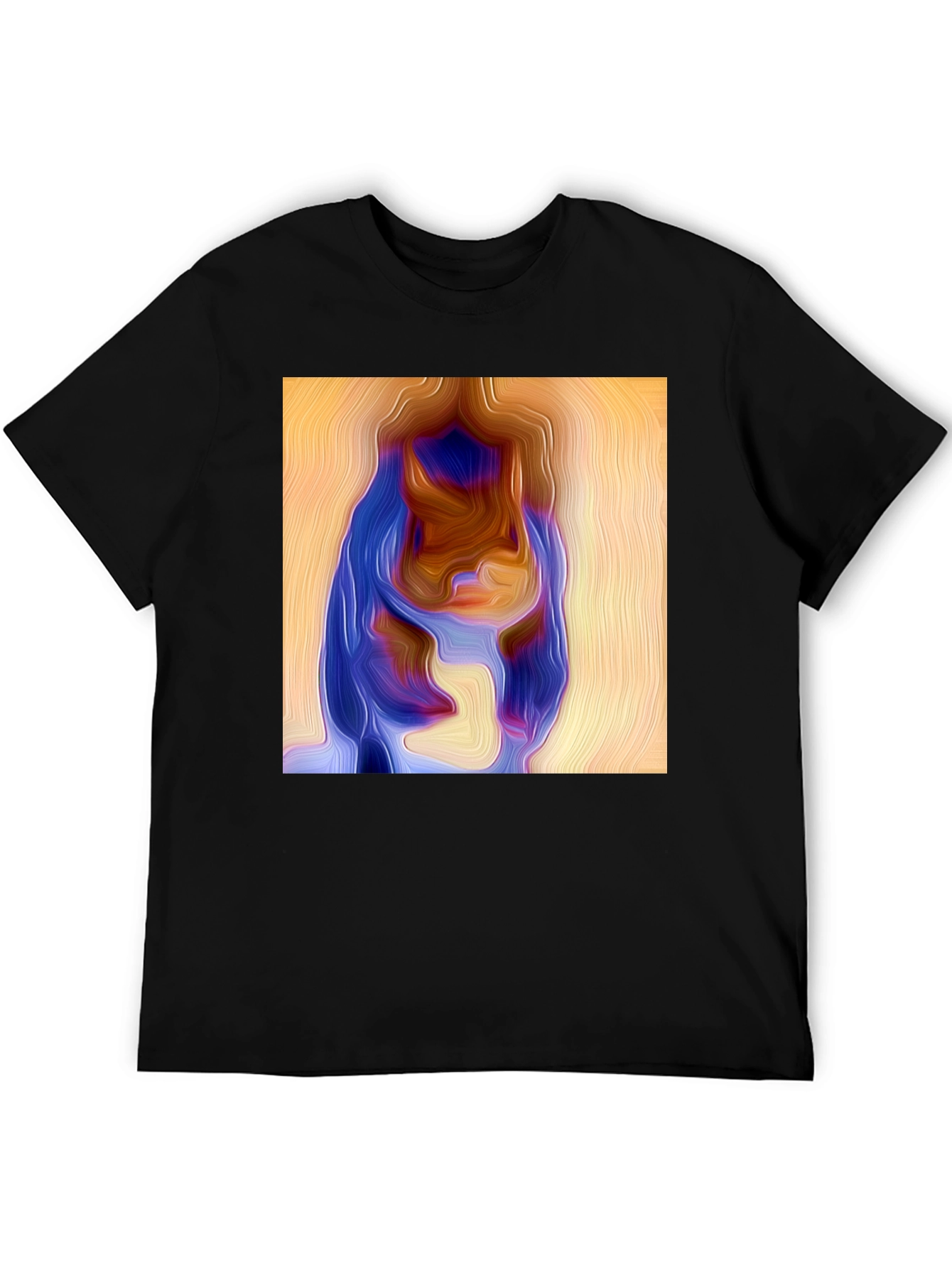 Black Abstract Portrait Graphic Print Black Tee view 5