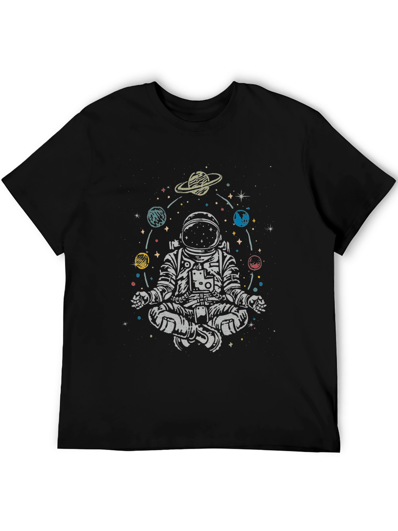 Black Meditating Astronaut Graphic Tee view 5