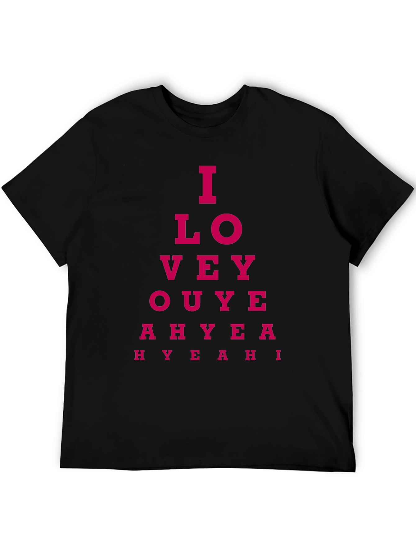 Black I Love You, Yeah! Eye Chart T-Shirt - Black view 5
