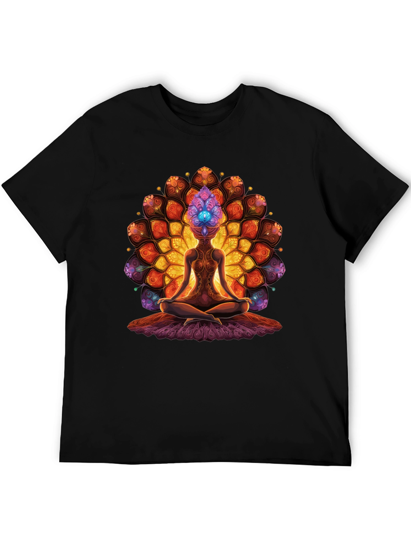 Black Meditative Mandala T-Shirt - Spiritual Design view 5