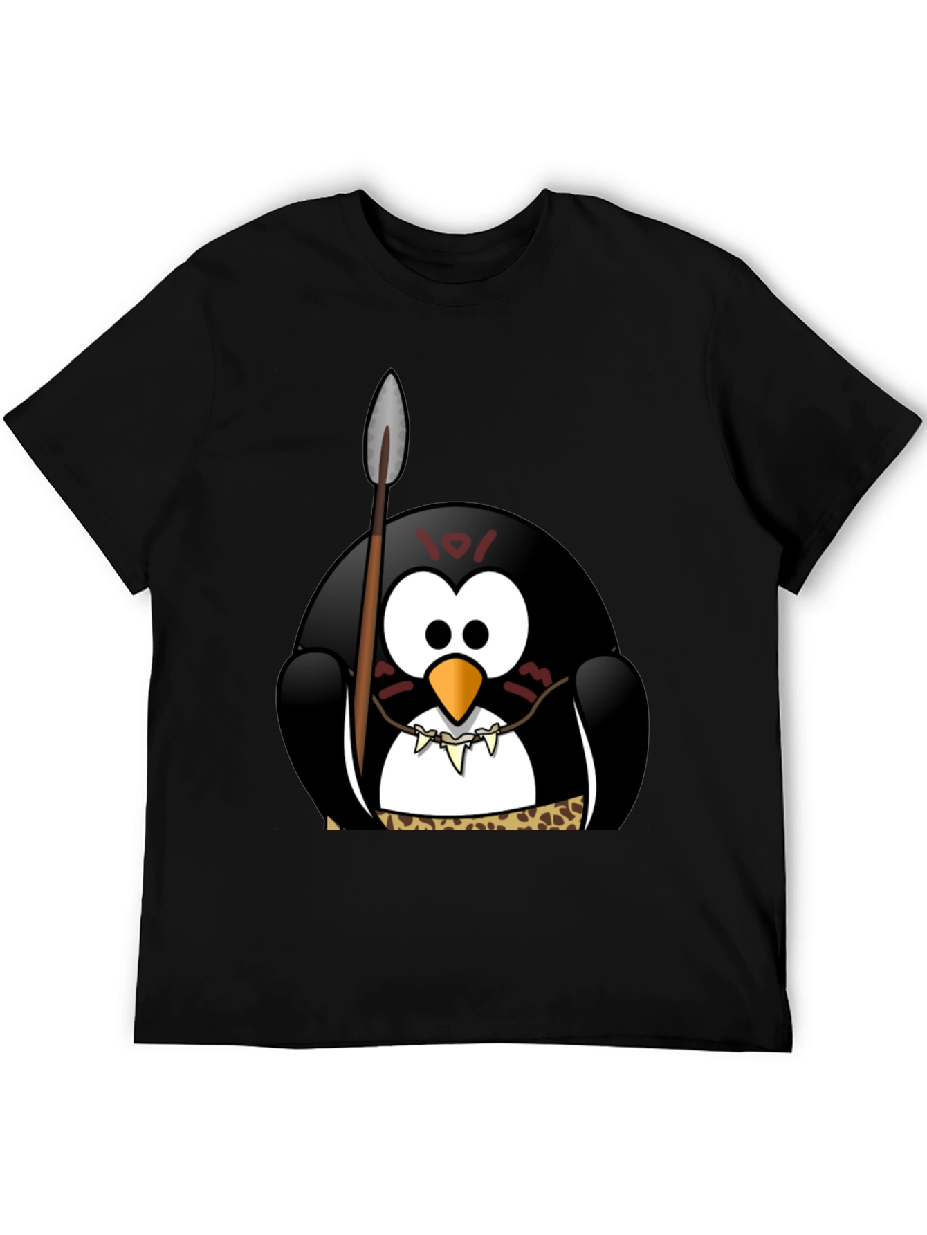 Black Tribal Penguin Graphic T-Shirt - Black Cotton Tee view 5