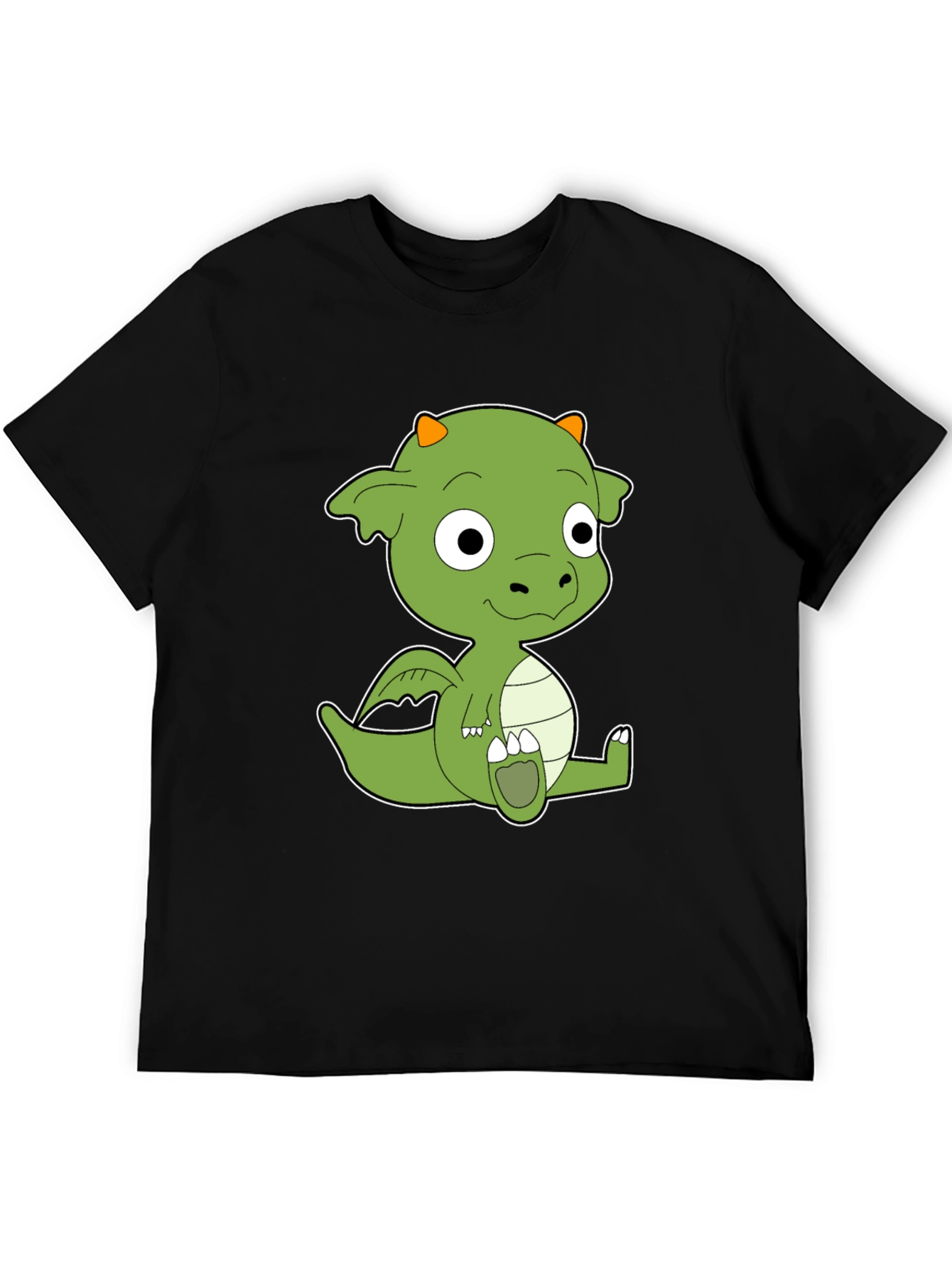 Black Cute Cartoon Dragon Black T-Shirt view 5