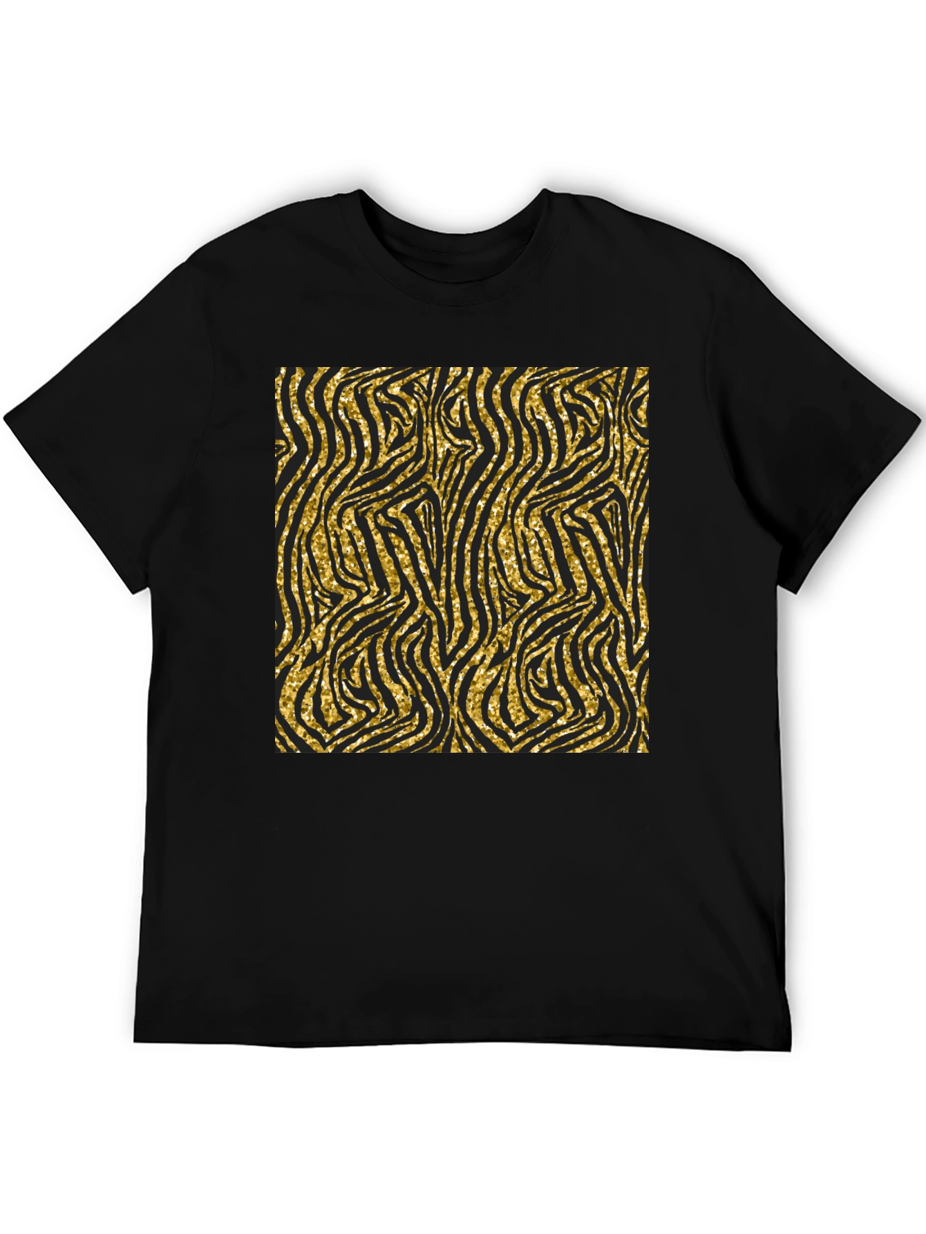 Black Gold Zebra Print Black T-Shirt view 5