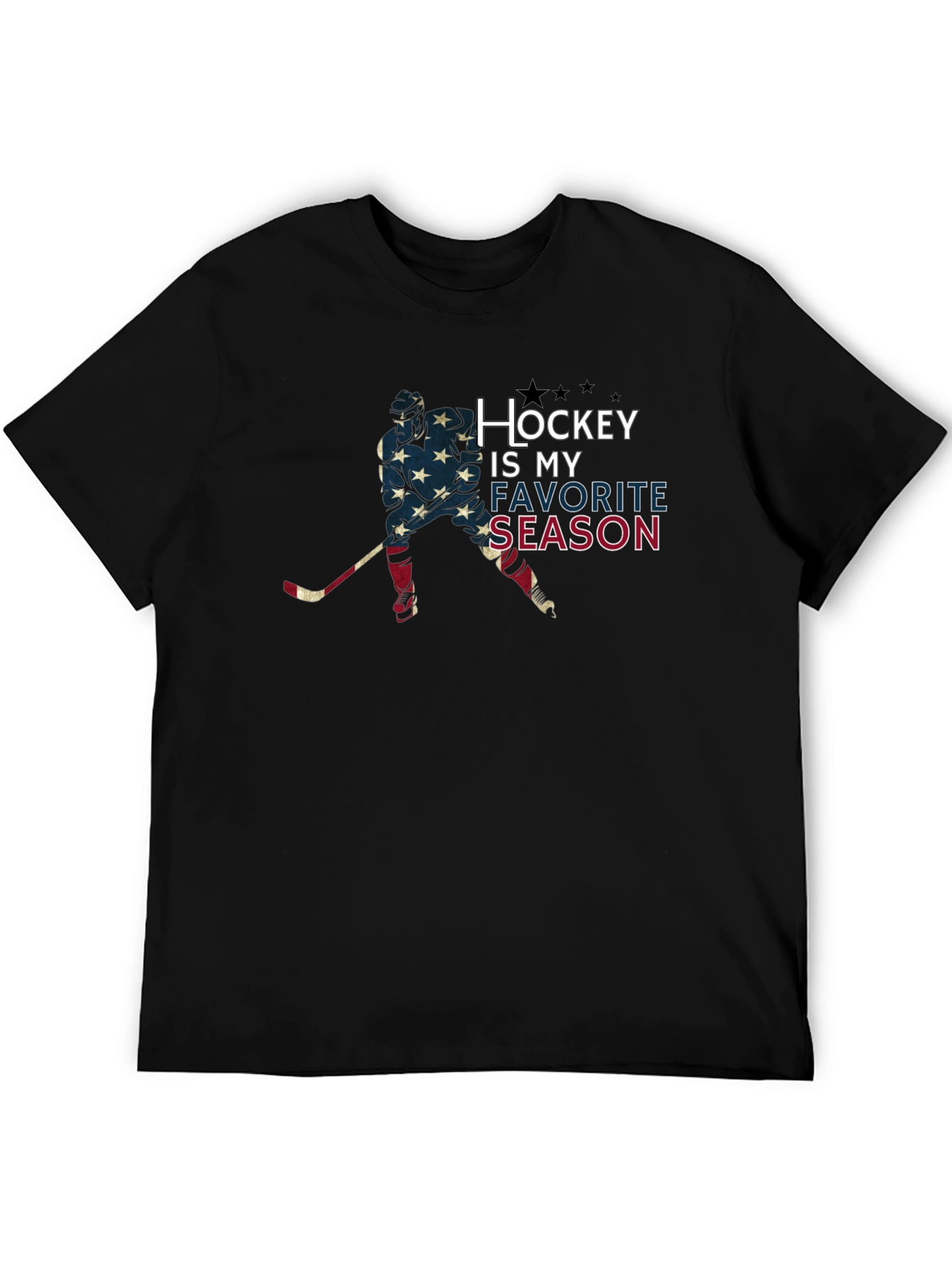 Black Hockey Is My Favorite Season T-Shirt - Patriotic Hockey Tee view 5
