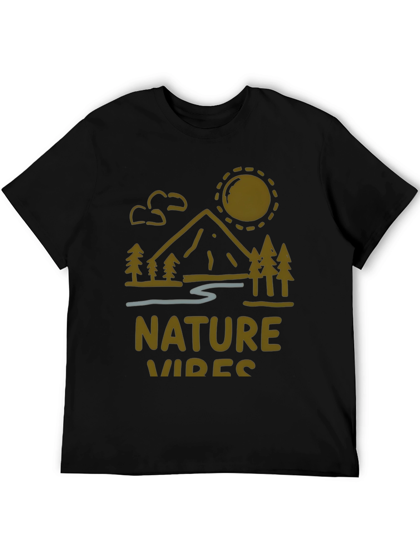 Black Nature Vibes Graphic Tee - Mountain Scene view 5
