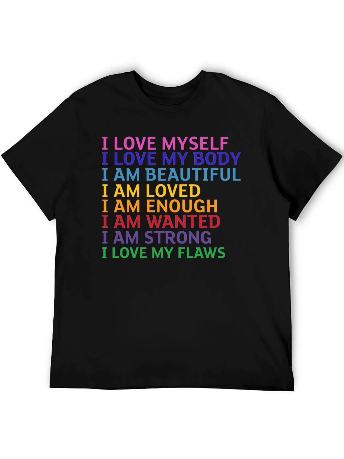 Black Rainbow Affirmation T-Shirt: Self Love Design view 5