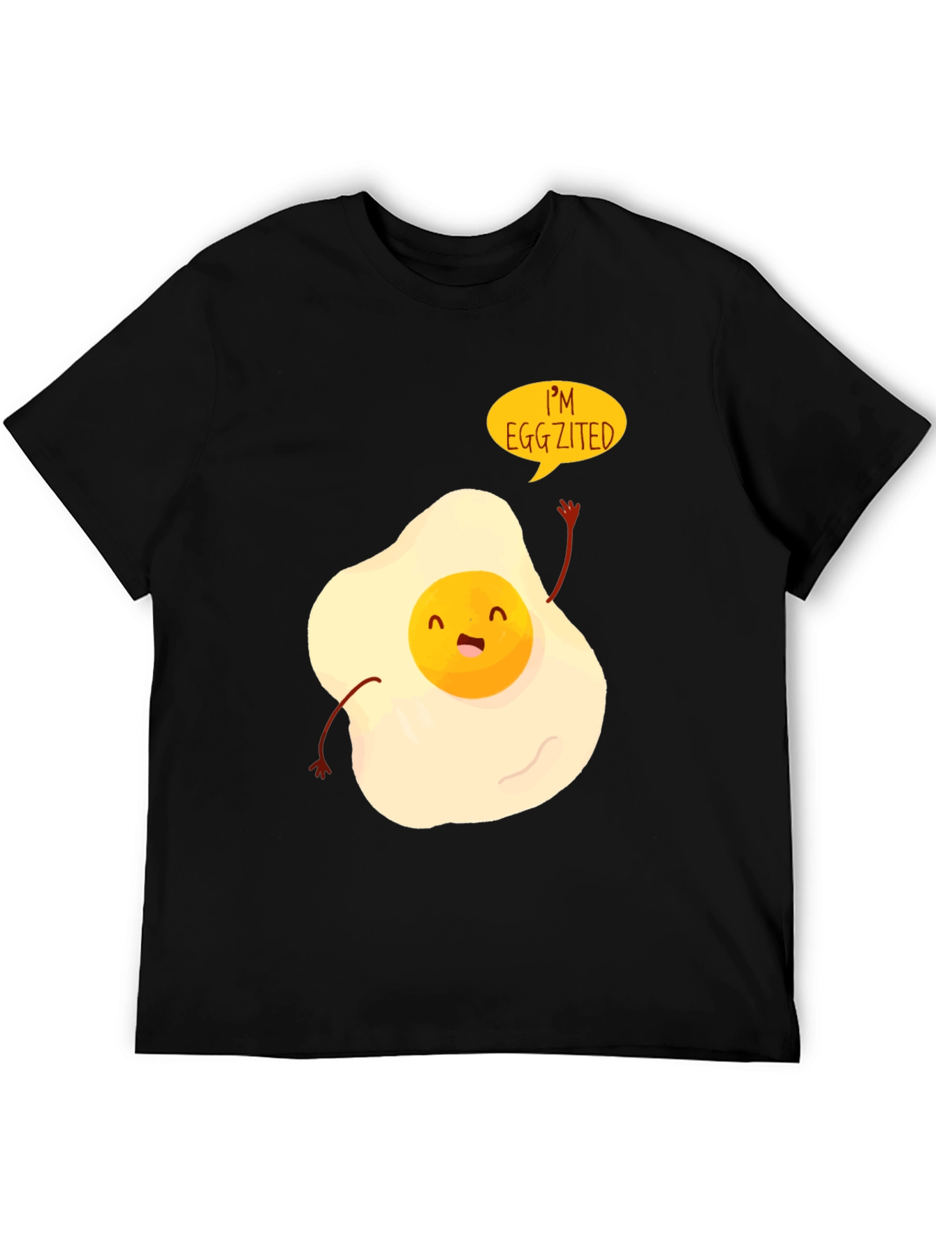 Black Egg-zited Graphic Tee - Funny Egg T-Shirt view 5